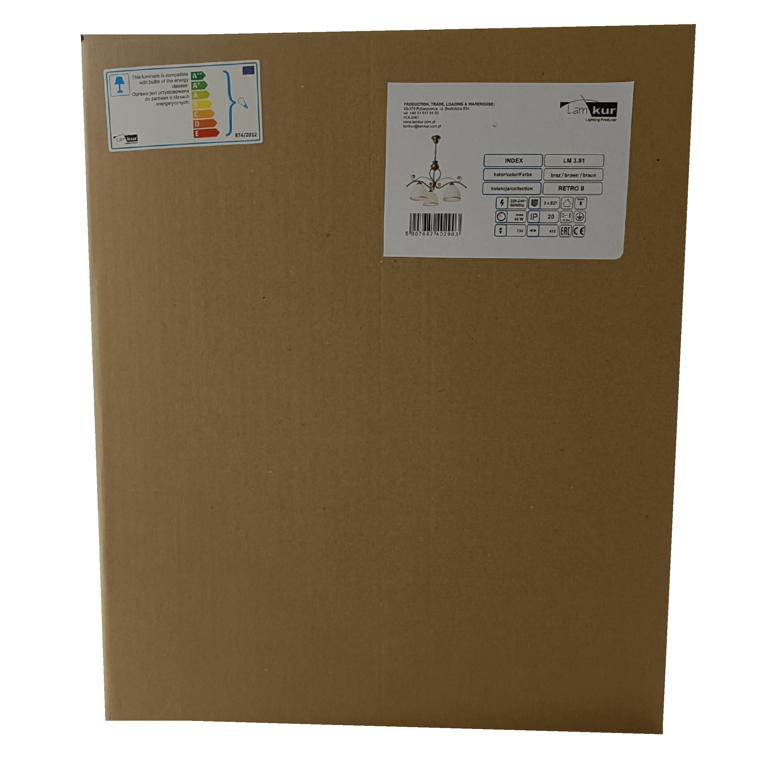 Lampa wisząca Retro brąz 3 x E27 Lamkur - 8