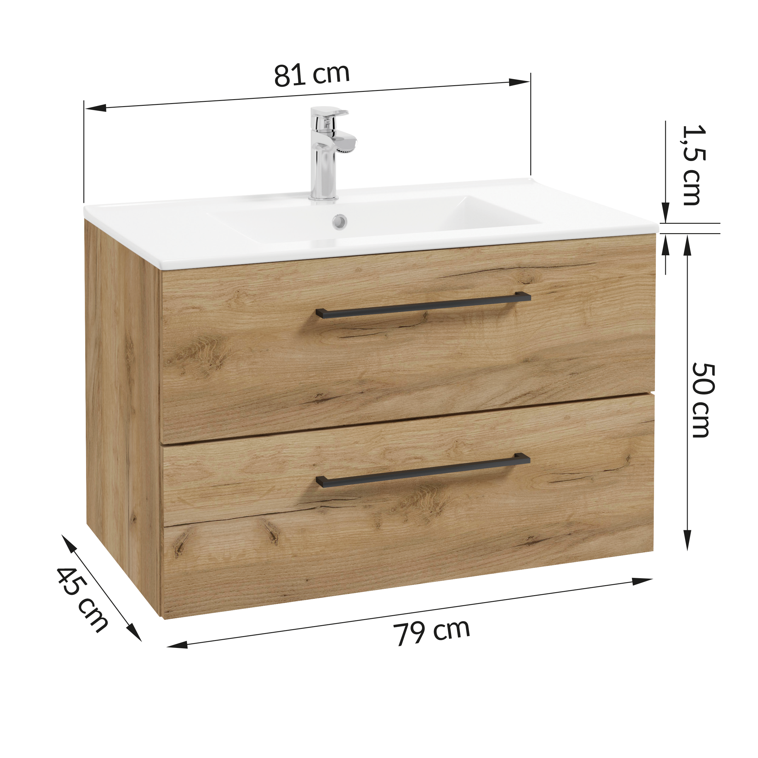 Szafka pod umywalkę Intenso 80 Dąb Sensea - 4
