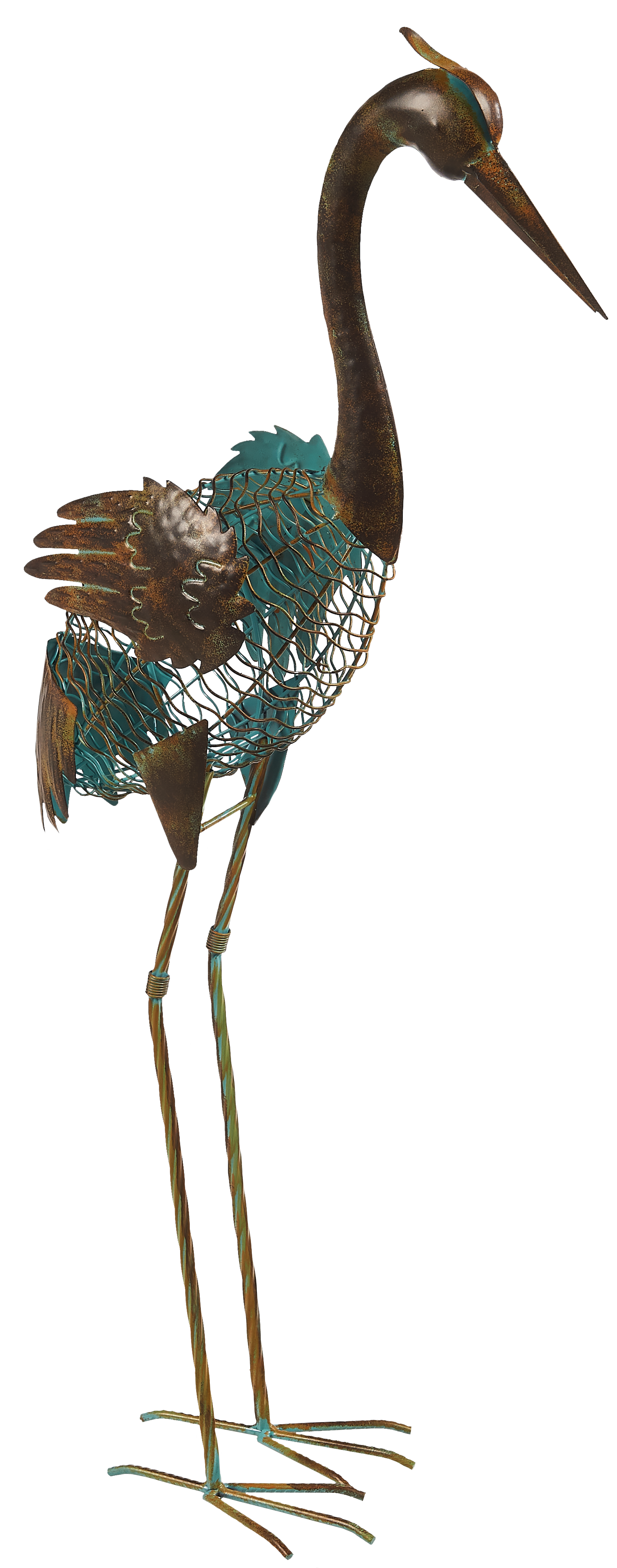 Dekoracja ogrodowa czapla 45x22x90 cm metalowa Nortene