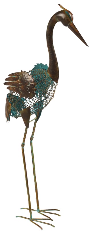 Dekoracja ogrodowa czapla 45x22x90 cm metalowa Nortene