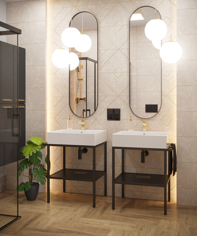 Miroir ovale, métal noir Oblong INSPIRE, l.41 x H.140.5 cm
