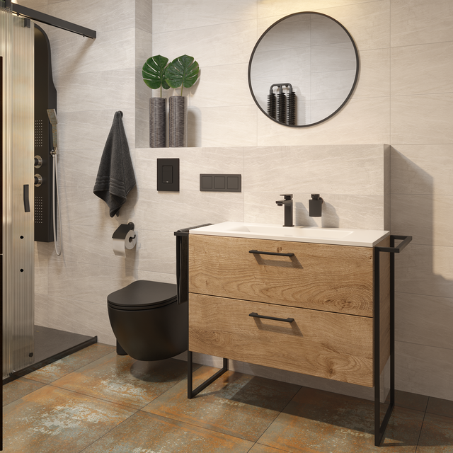 Colonna doccia idromassaggio Caloa2 nero lucido 2 getti