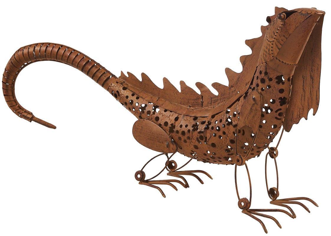 Dekoracja ogrodowa iguana 80x17x60 cm metalowa Nortene