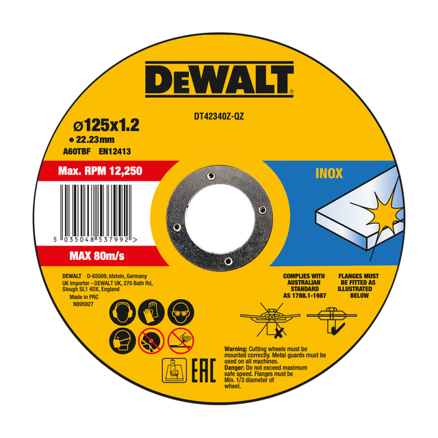 Tarcza do cięcia metalu 125 x 22.2 mm DT42340Z-QZ DEWALT