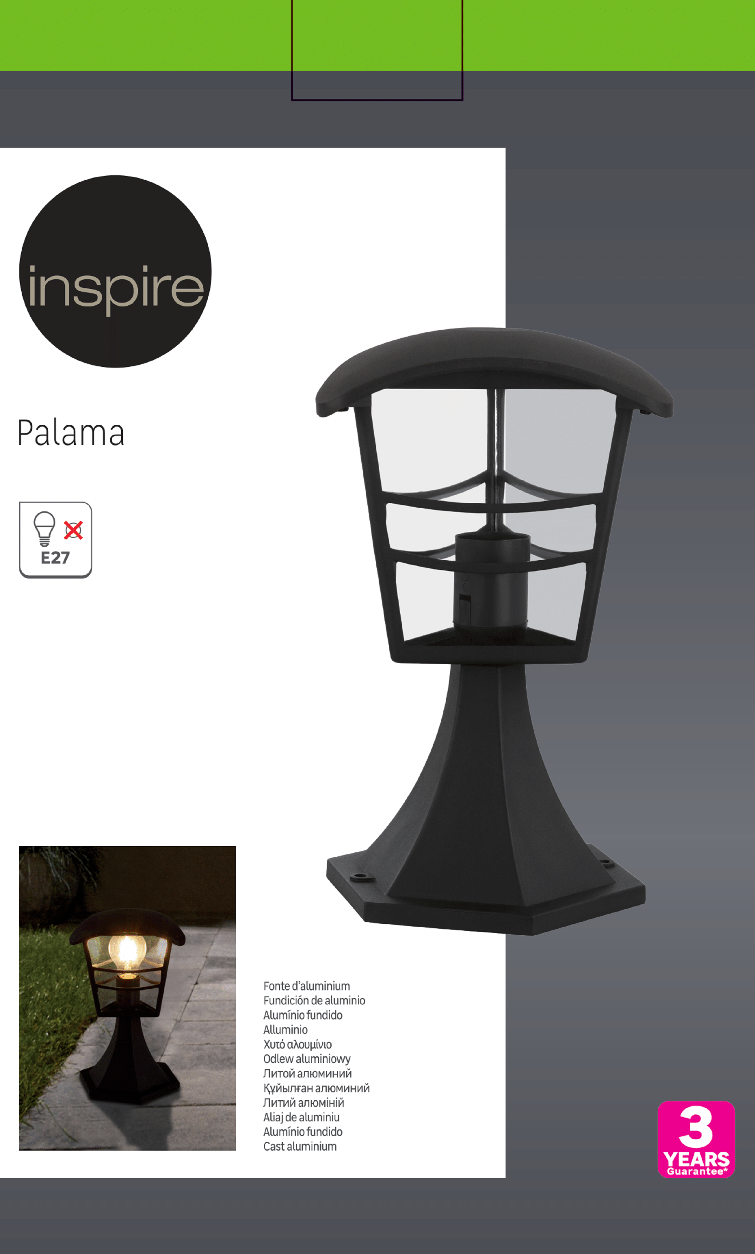 Lampa ogrodowa stojąca Palama czarna IP44 E27 Inspire - 7