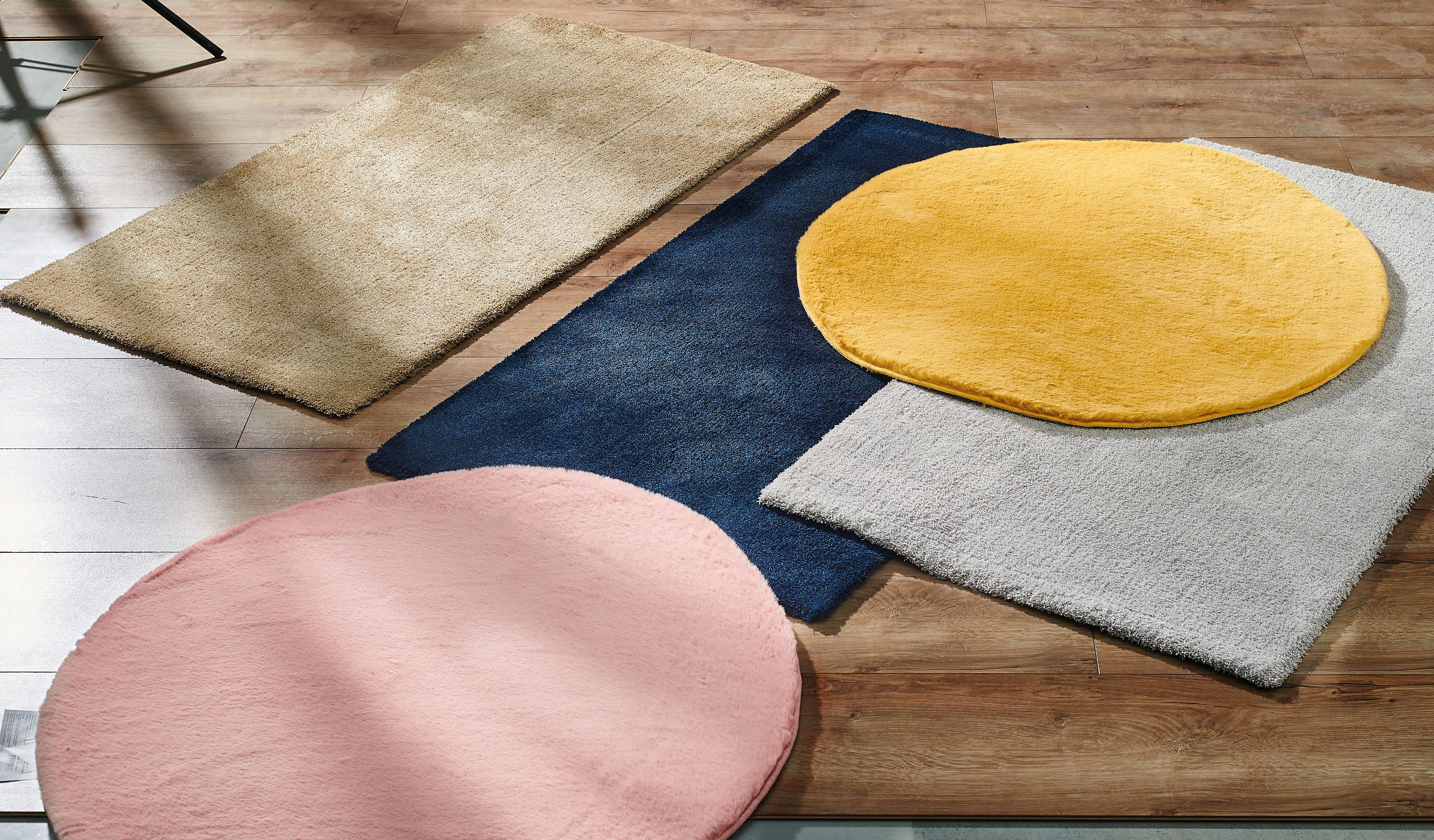 Alfombra  poliéster tejido plano INSPIRE Tony  azul  lavable en lavadora 80x150cm - 11