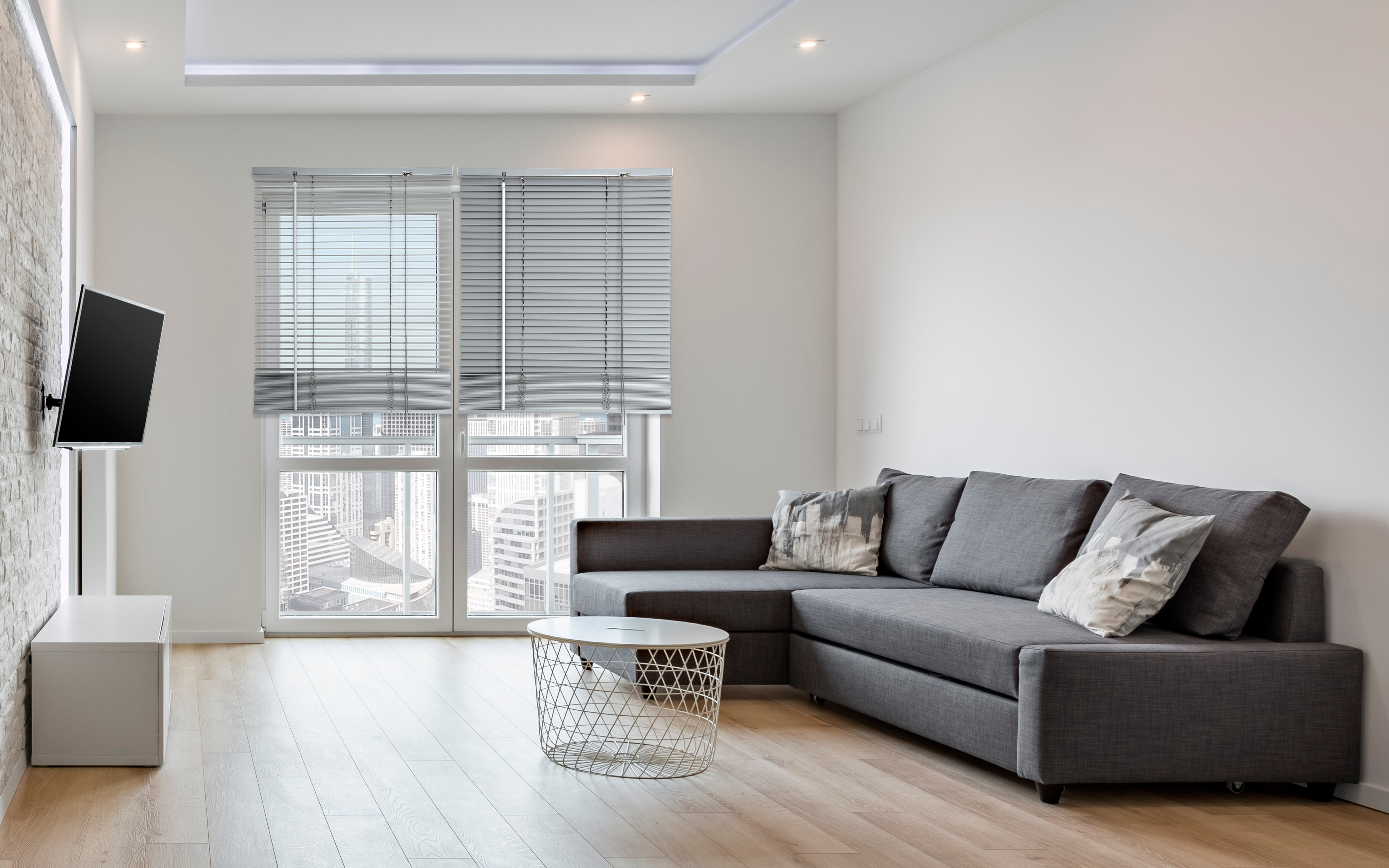 Żaluzja drewniana 80 x 140 cm szara 25 mm Inspire - 3