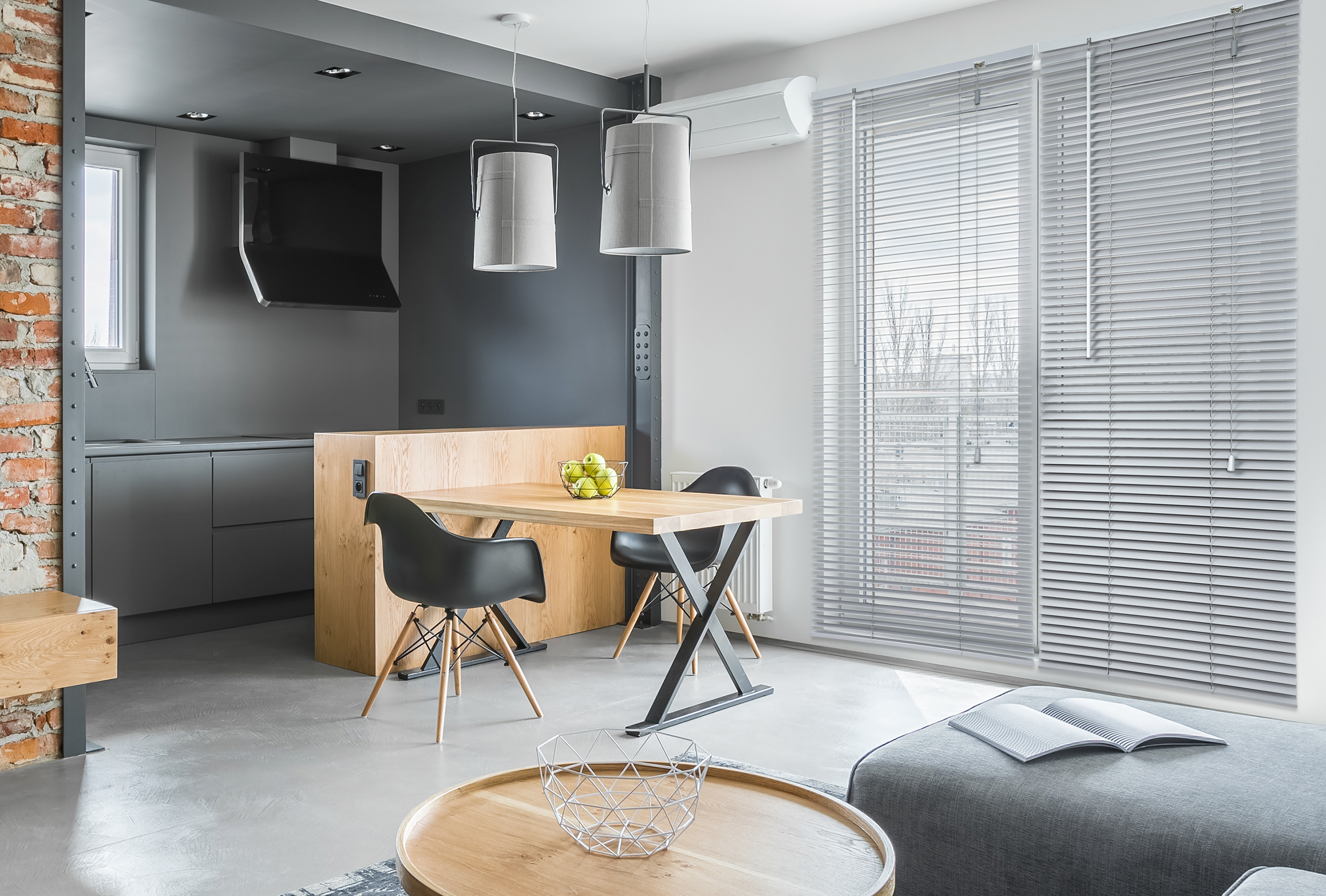 Żaluzja drewniana 80 x 140 cm szara 25 mm Inspire - 2