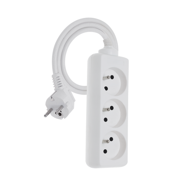 Przedłużacz z 3 gniazdami z uziemieniem 1.5 m biały domowy ELGOTECH