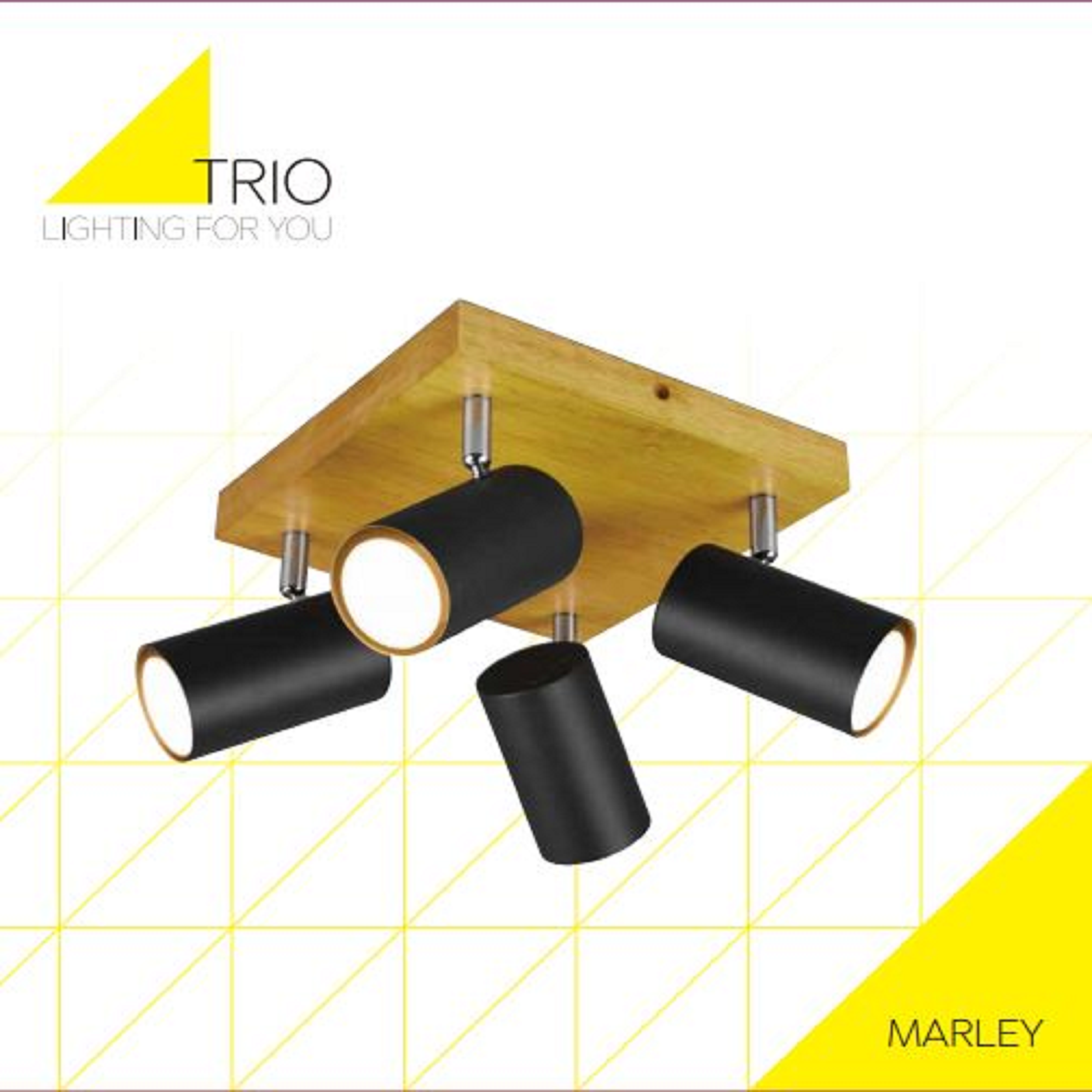 Plafon Marley czarny z drewnem GU10 Trio - 4