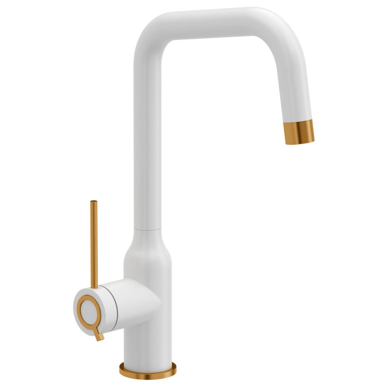 Bateria kuchenna Natalie Biała Miedź wylewka U 34 cm Quadron