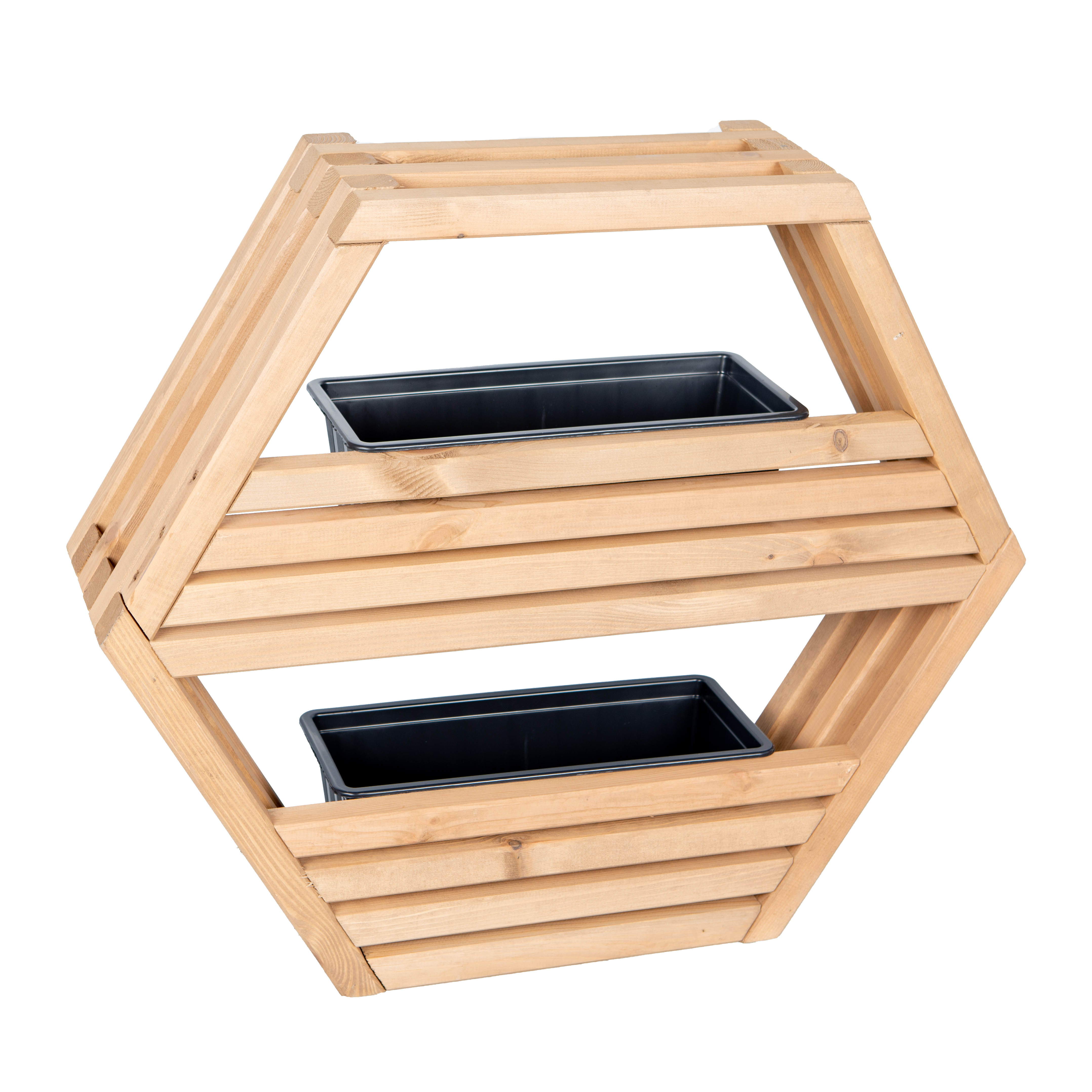 Donica-półka drewniana Hexen 80x69 cm 2 doniczki Werth-Holz