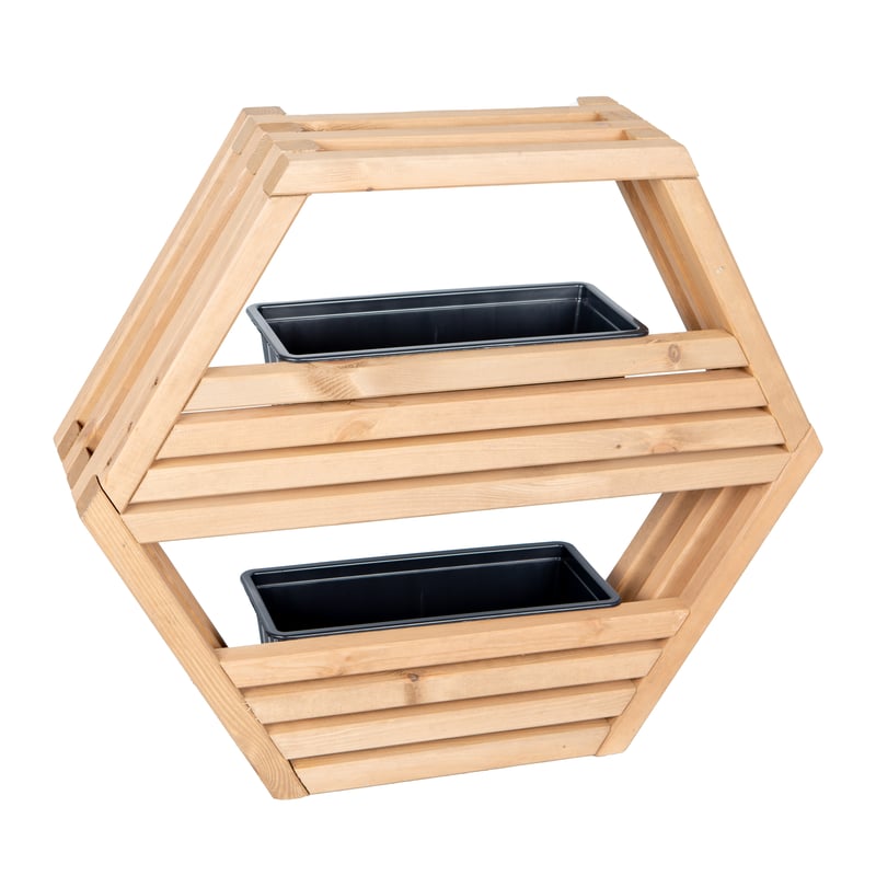 Donica-półka drewniana Hexen 80x69 cm 2 doniczki Werth-Holz