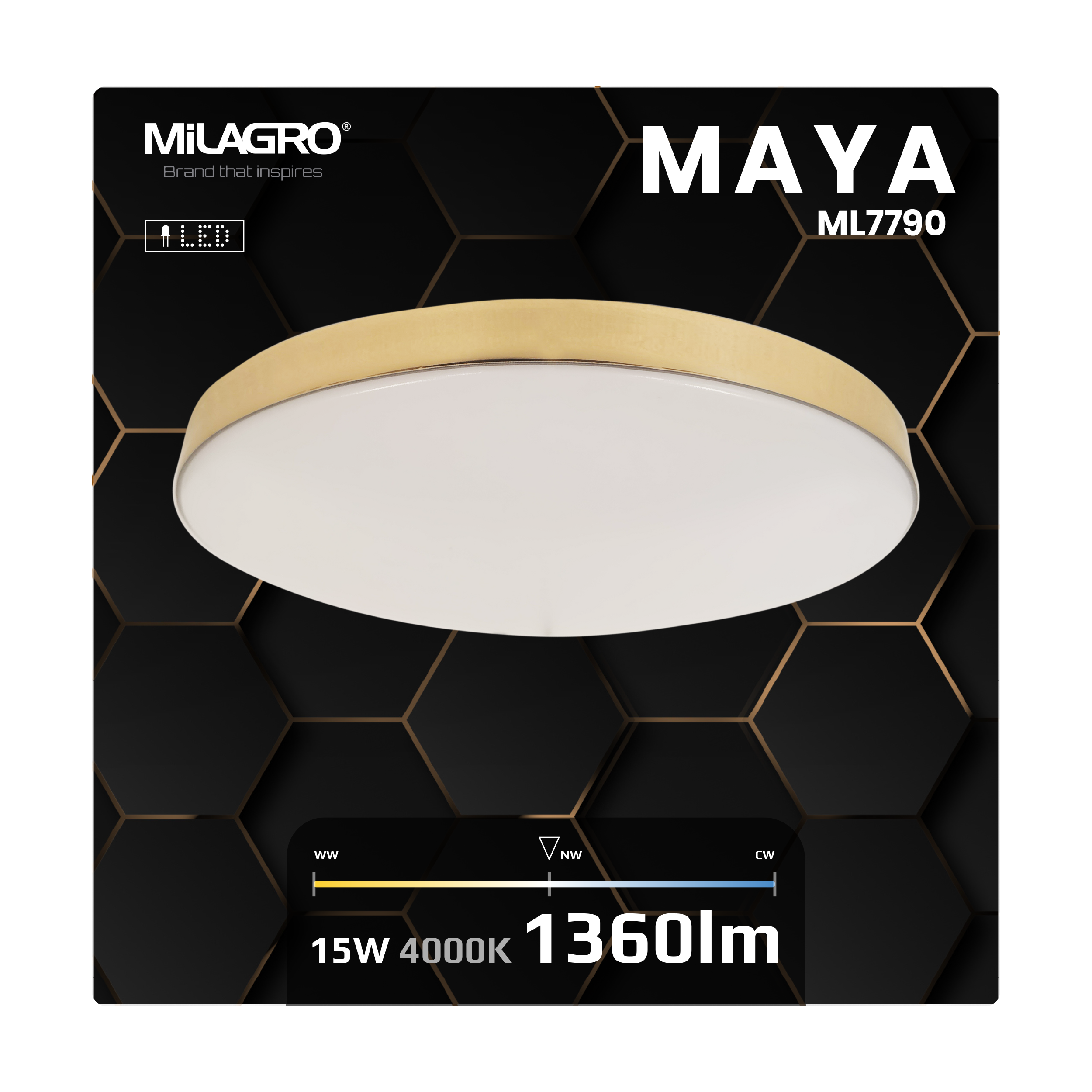 Plafon Maya IP44 33 cm złoty 1275 lm LED Eko-Light - 4