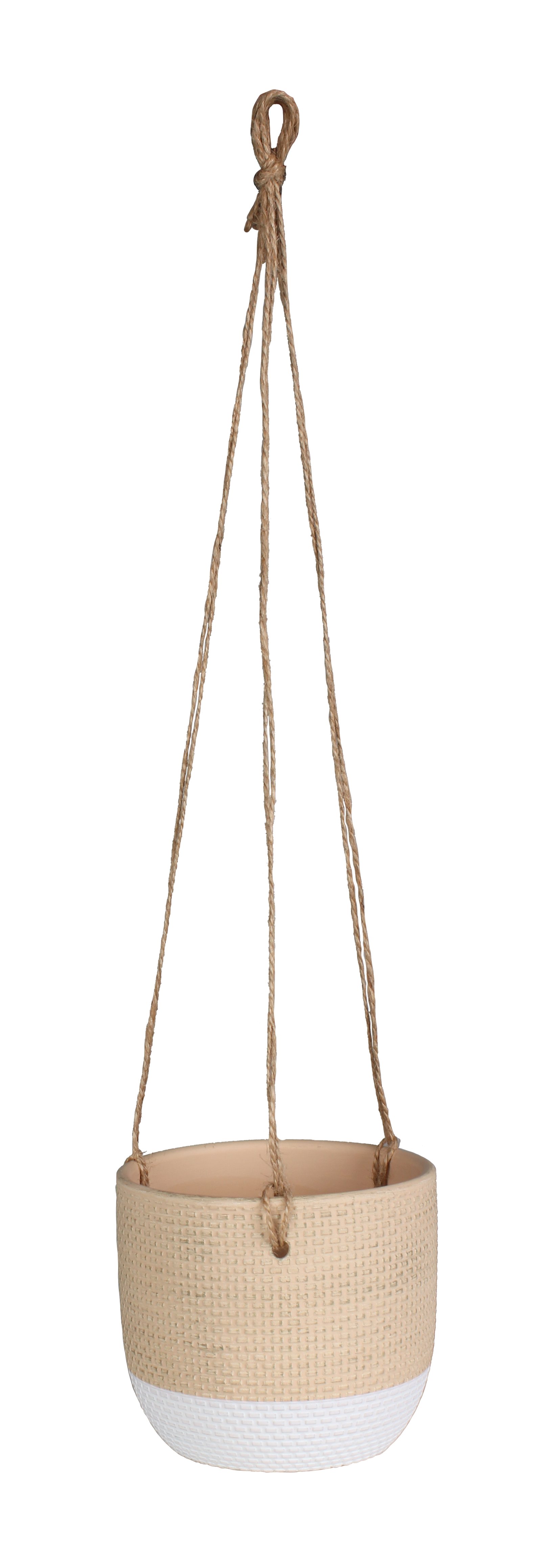 Osłonka doniczki wisząca Linas 14cm kremowo biała