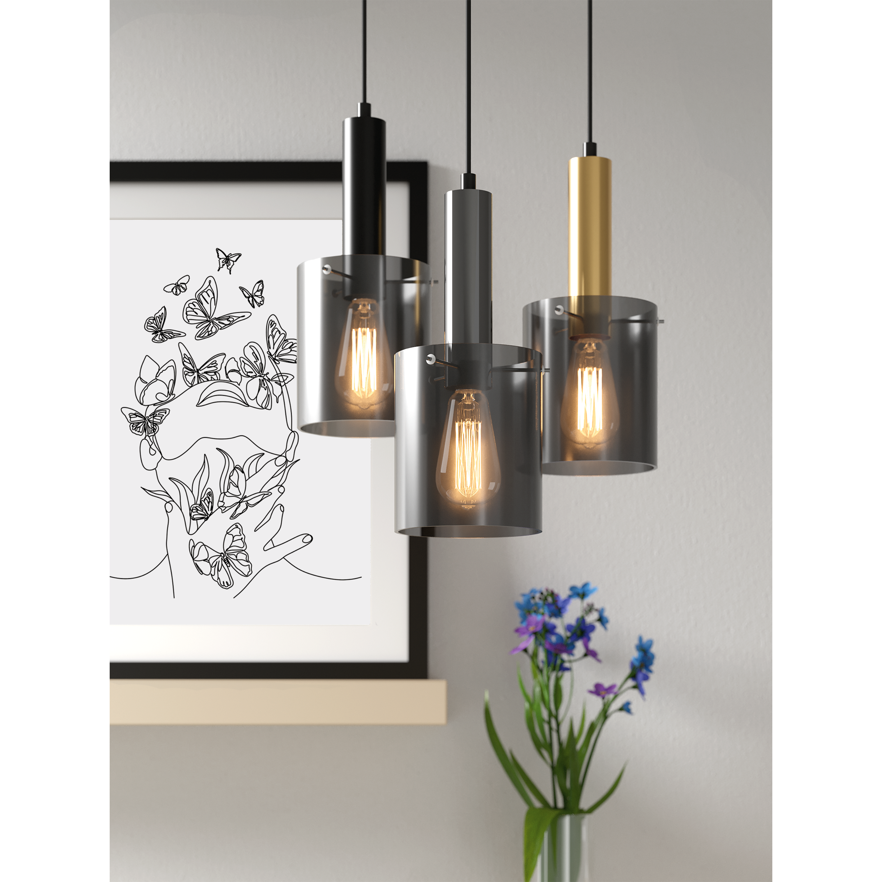 Lampa wisząca Sardo mosiądz E27 Italux - 5