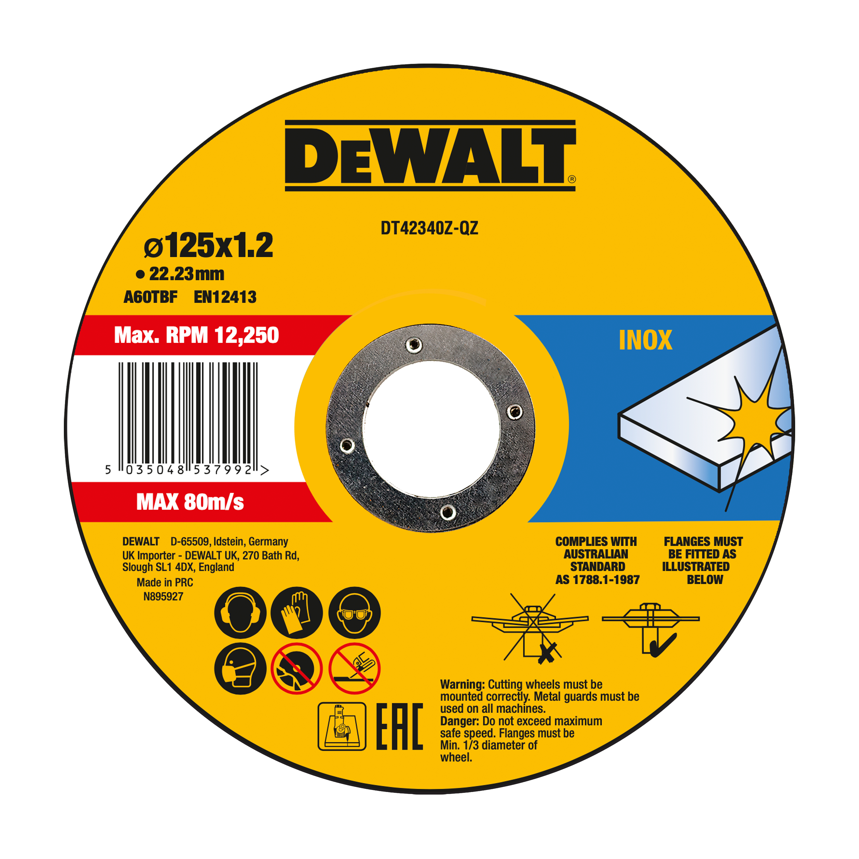 Tarcza do cięcia metalu 125 x 22.2 mm DT42340Z-QZ DEWALT - 2