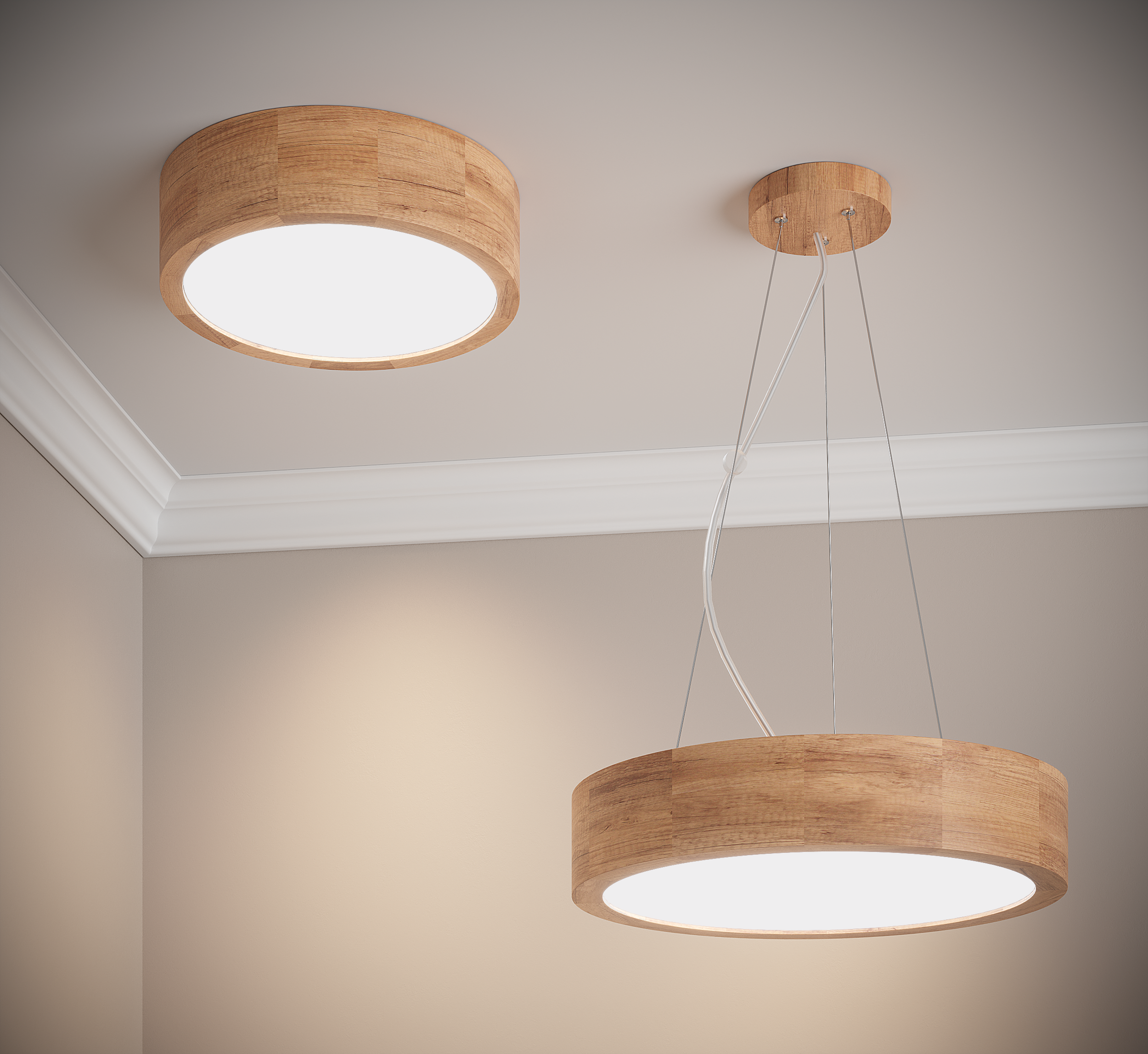 Plafon Eveline dąb 27 cm E27 Lamkur - 2