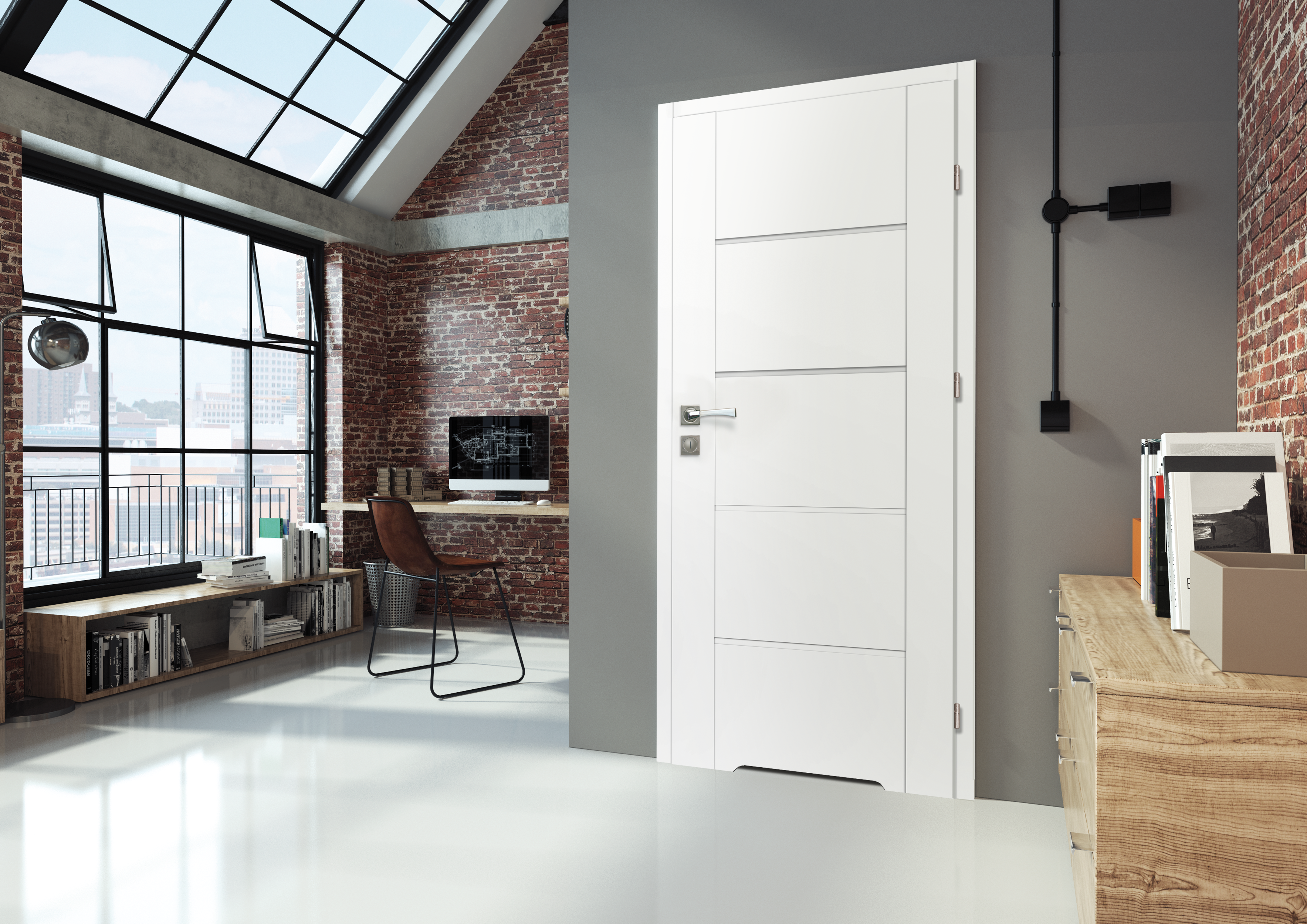 Drzwi wewnętrzne łazienkowe z podcięciem wentylacyjnym Nox Biały PP 80 Prawe Artens - 2