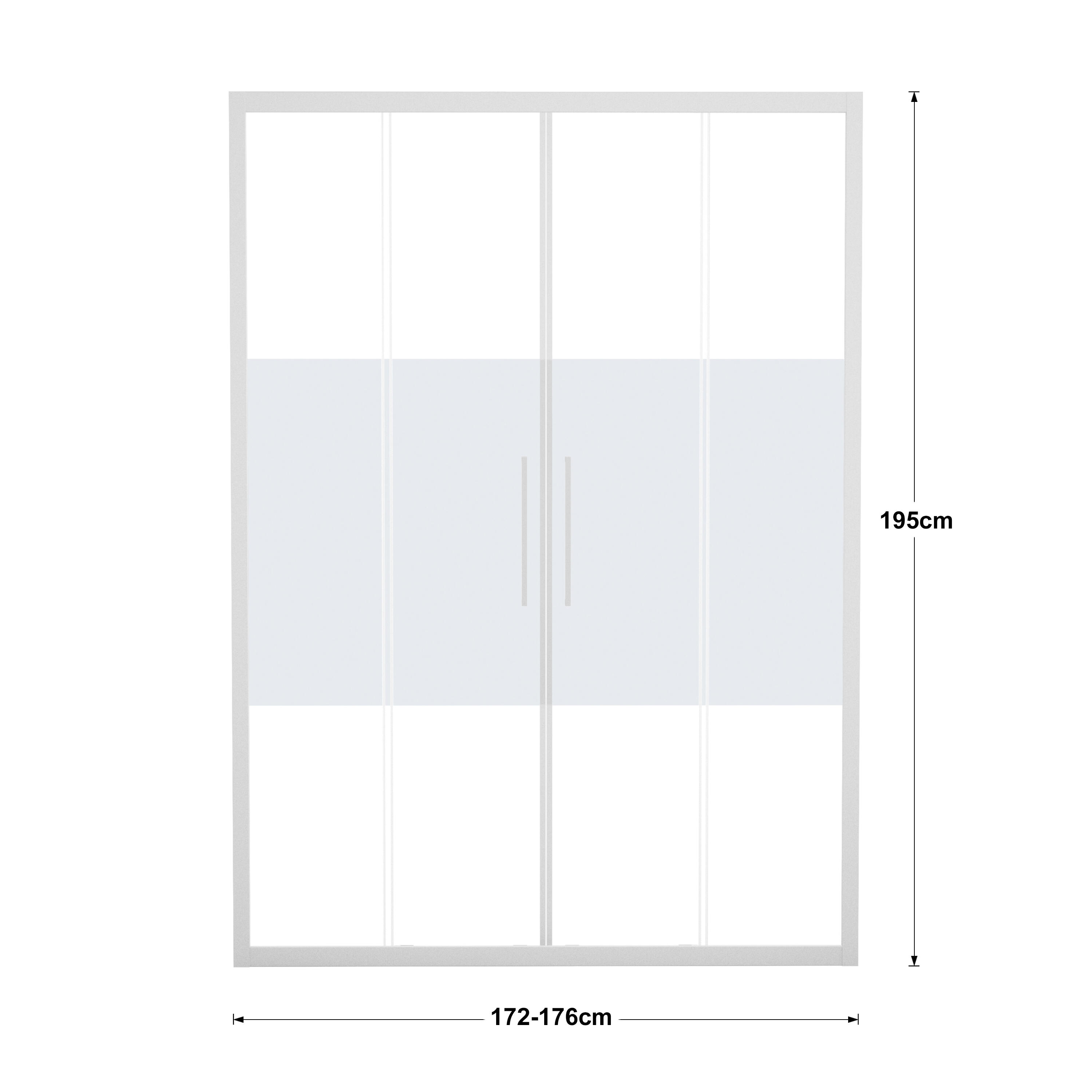 Porta doccia scorrevole L 172-176 cm x H 195 cm per nicchia in vetro smerigliato SP. 6 mm, profilo opaco bianco, serie Record - 9