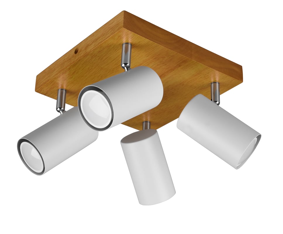 Plafon Marley biały z drewnem GU10 Trio