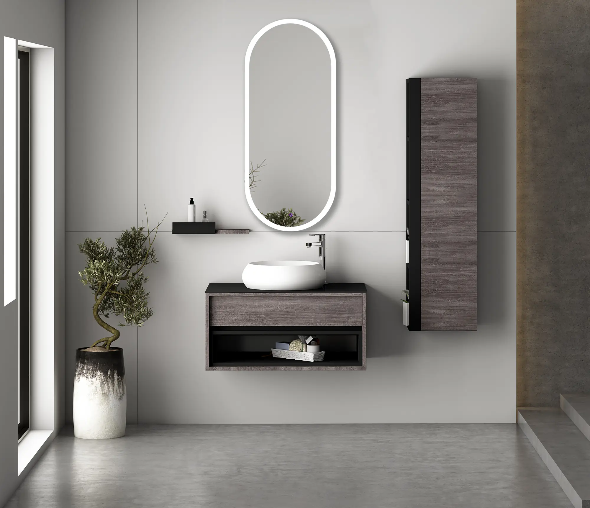 Lustro z wbudowanym oświetleniem Elipson 45 X 105 Venti - 3