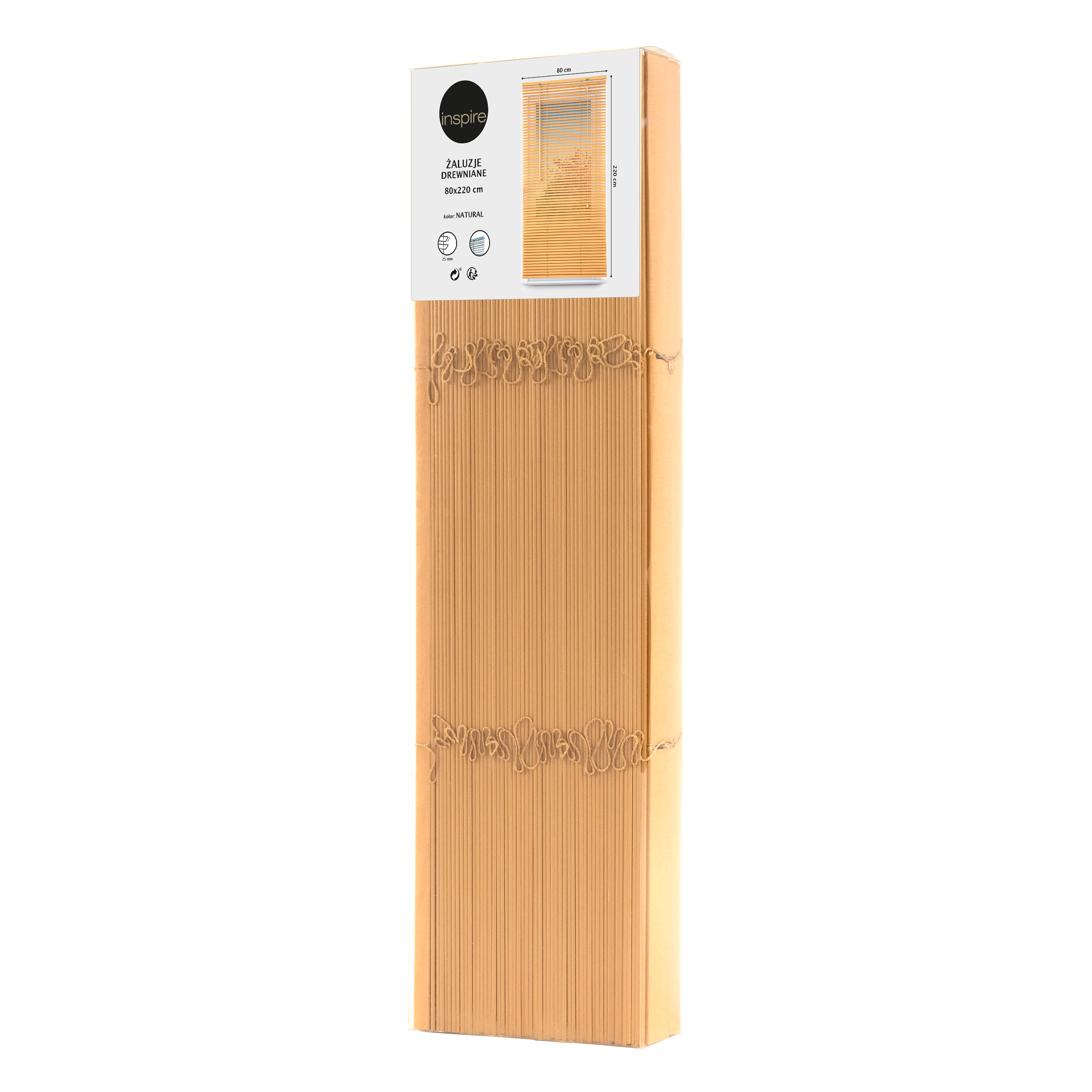 Żaluzja drewniana 80 x 220 cm jasnobrązowa 25 mm - 5
