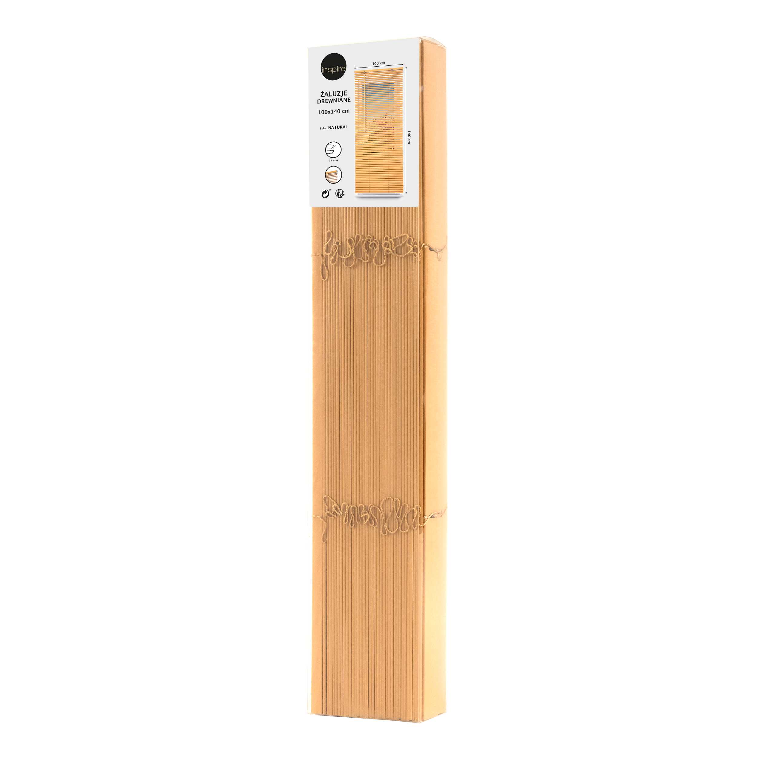 Żaluzja drewniana 100 x 140 cm Natural jasnobrązowa 25 mm - 5