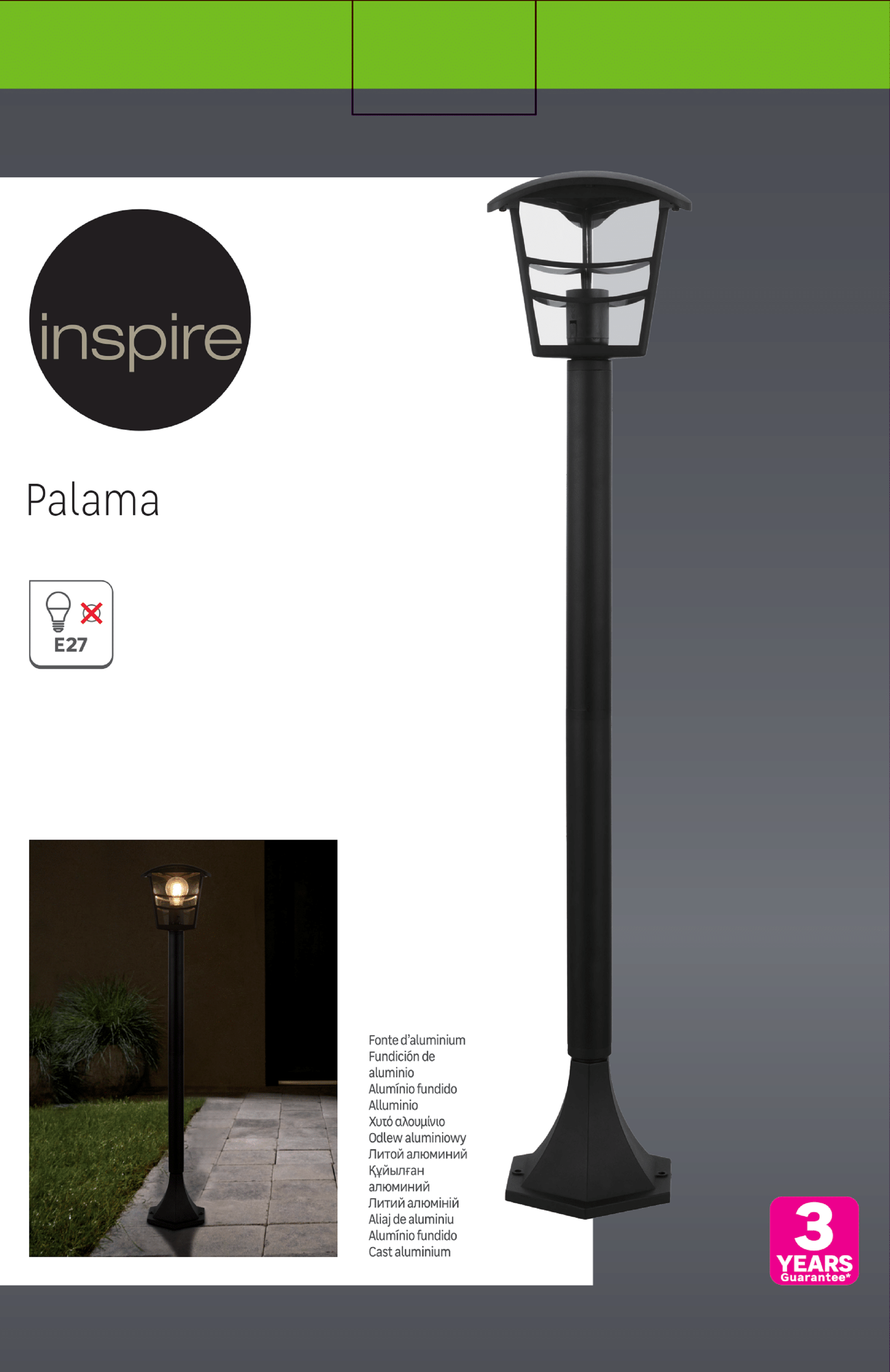 Lampa ogrodowa stojąca Palama IP44 1 m czarna E27 Inspire - 5