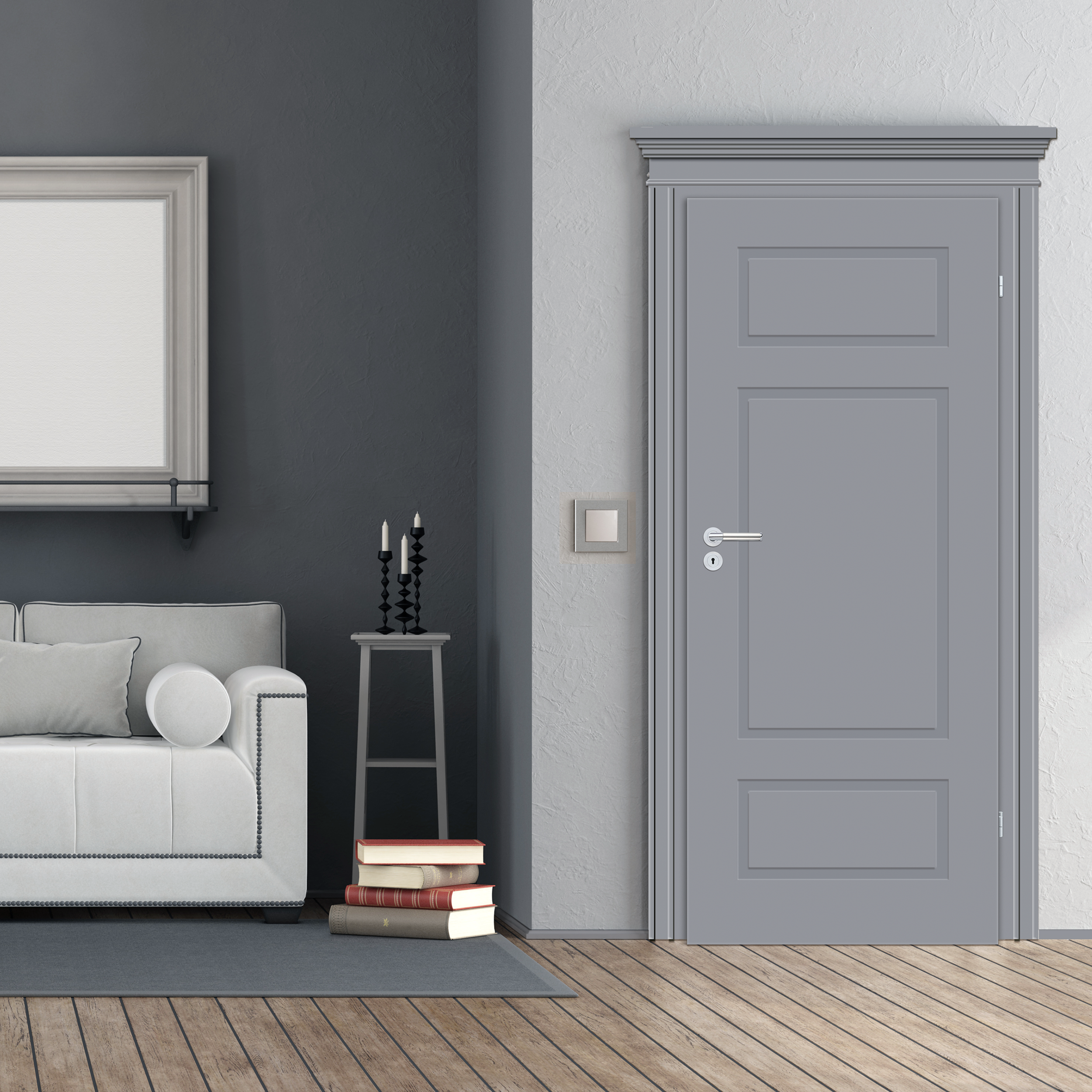 Drzwi wewnętrzne łazienkowe z podcięciem wentylacyjnym Grifo Szary lakier 80 Lewe Classen - 2