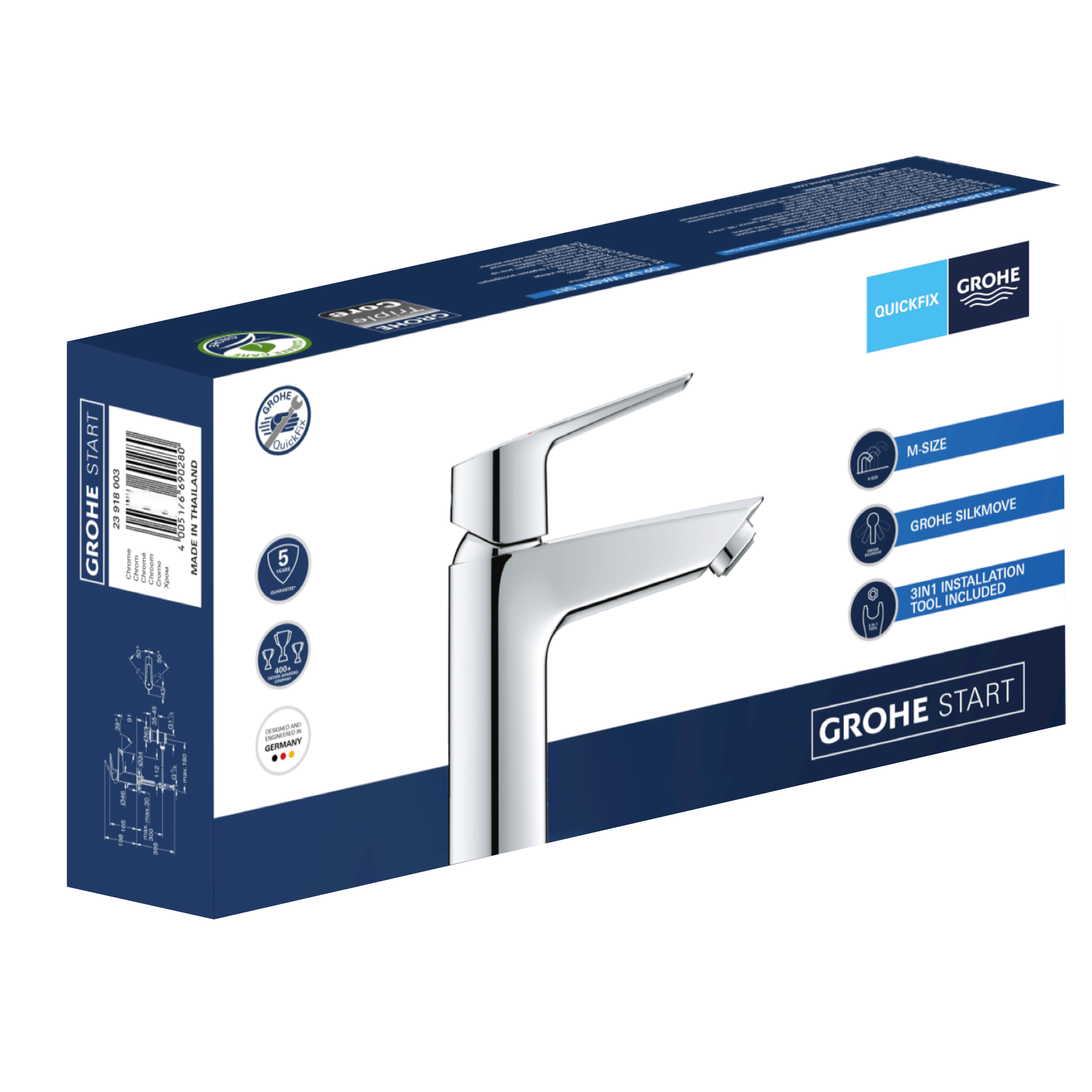 Bateria umywalkowa chrom Start 2021 M QuickFix Grohe - 16