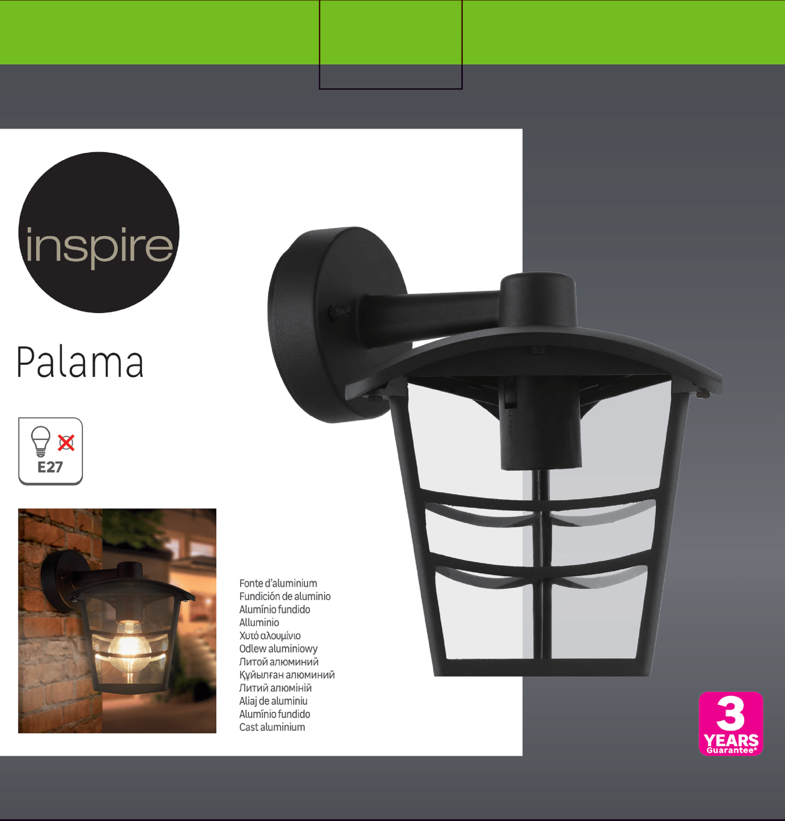 Kinkiet zewnętrzny Palama IP44 czarny E27 Inspire - 5