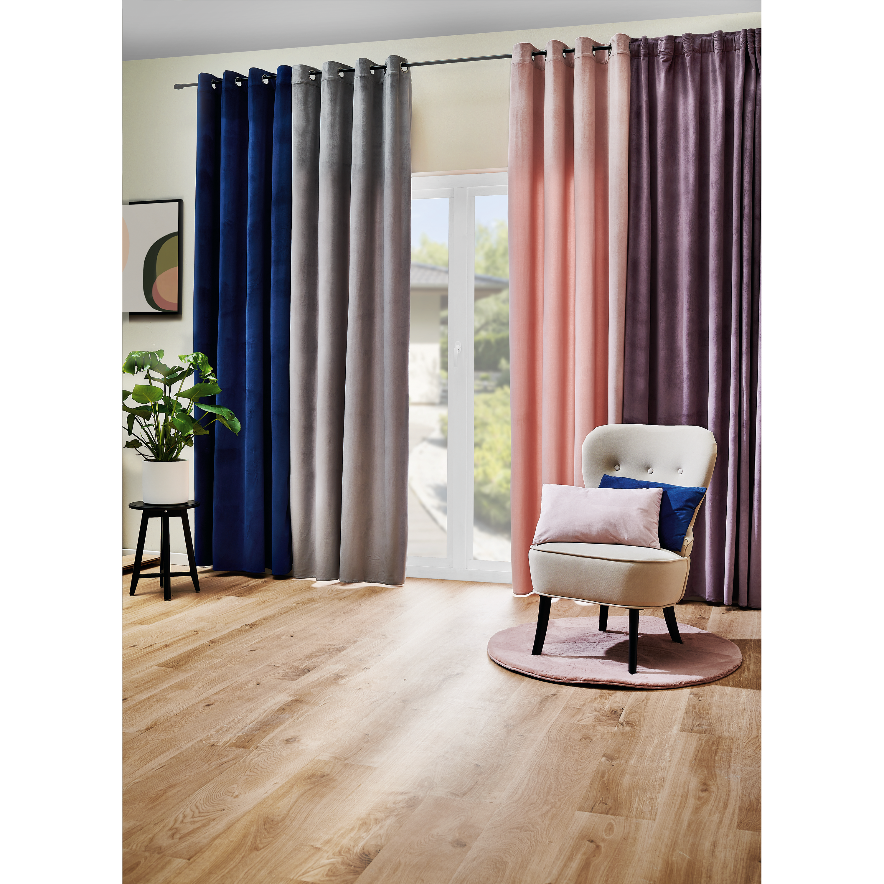 Zasłona welurowa Dubbo szara 140 x 280 cm na przelotkach Inspire - 4