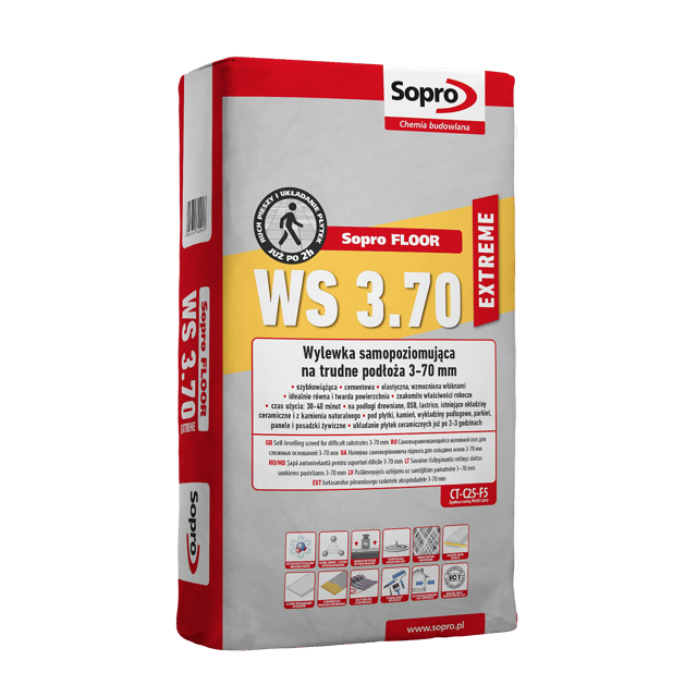 Wylewka samopoziomująca na trudne podłoża WS 3.70 Extreme 25 kg Sopro