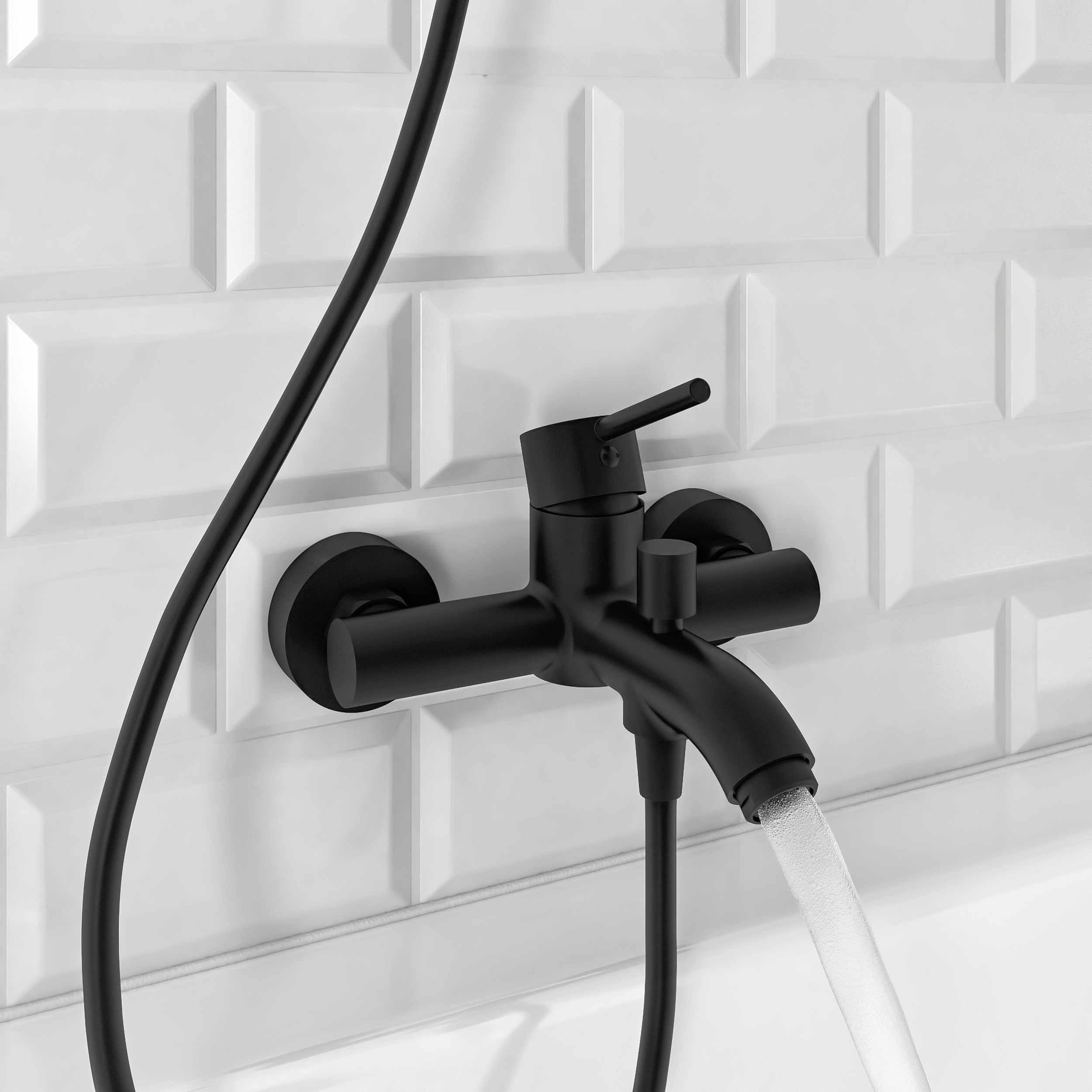 Grifo de bañera monomando SENSEA Mia negro mate Latón - 15