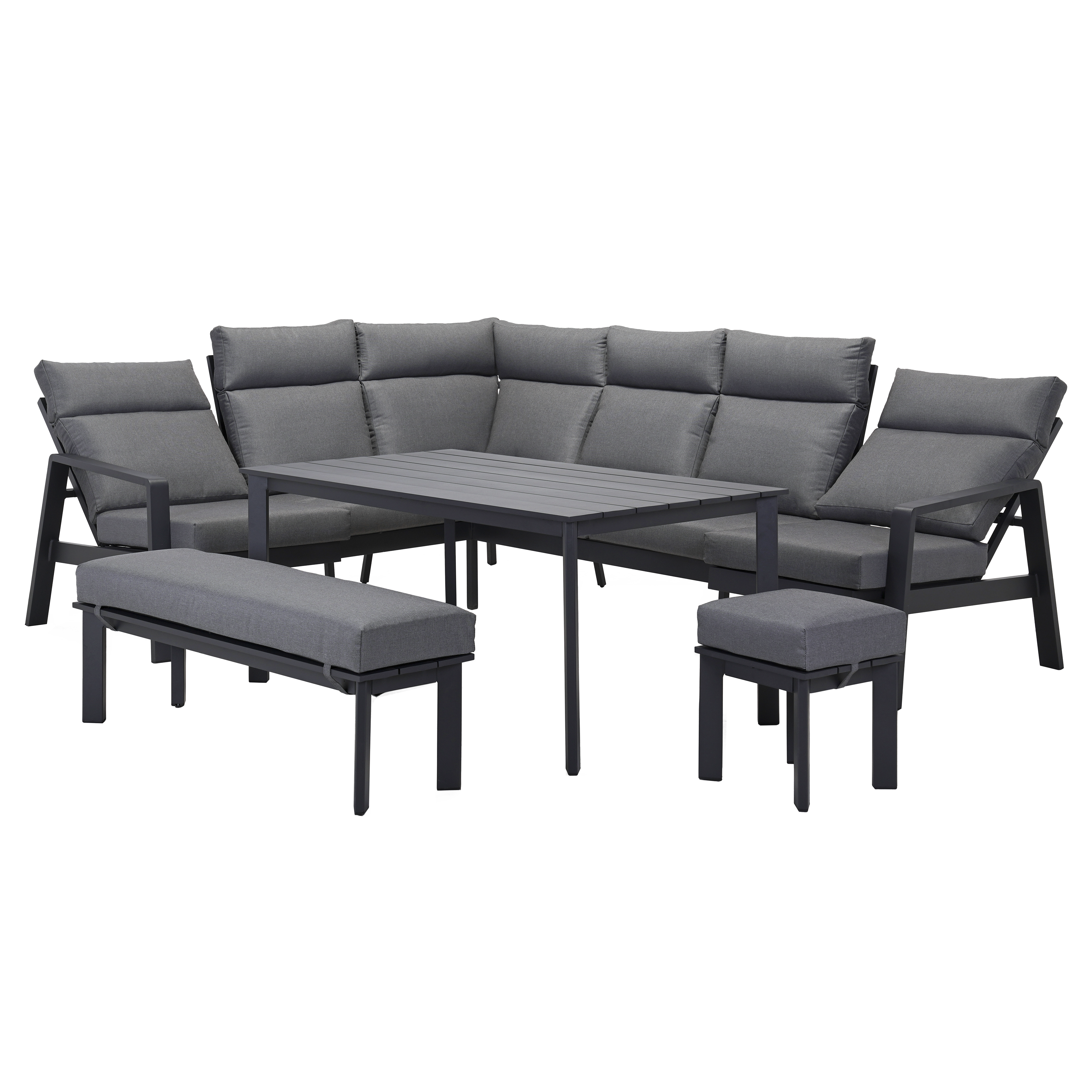 Meble ogrodowe jadalniane Marseille aluminiowe szare