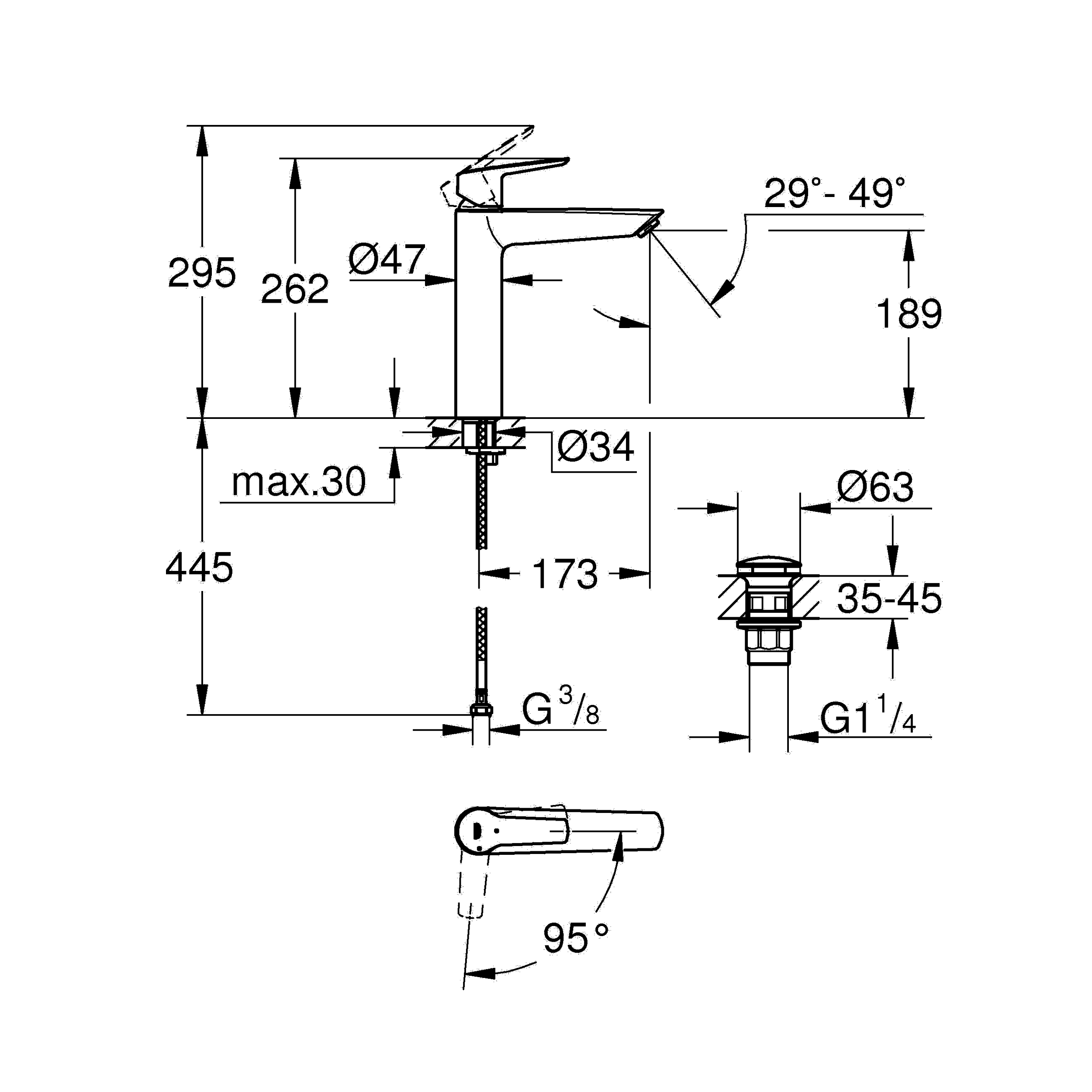 Bateria umywalkowa chrom Start 2021 QuickFix Grohe - 3