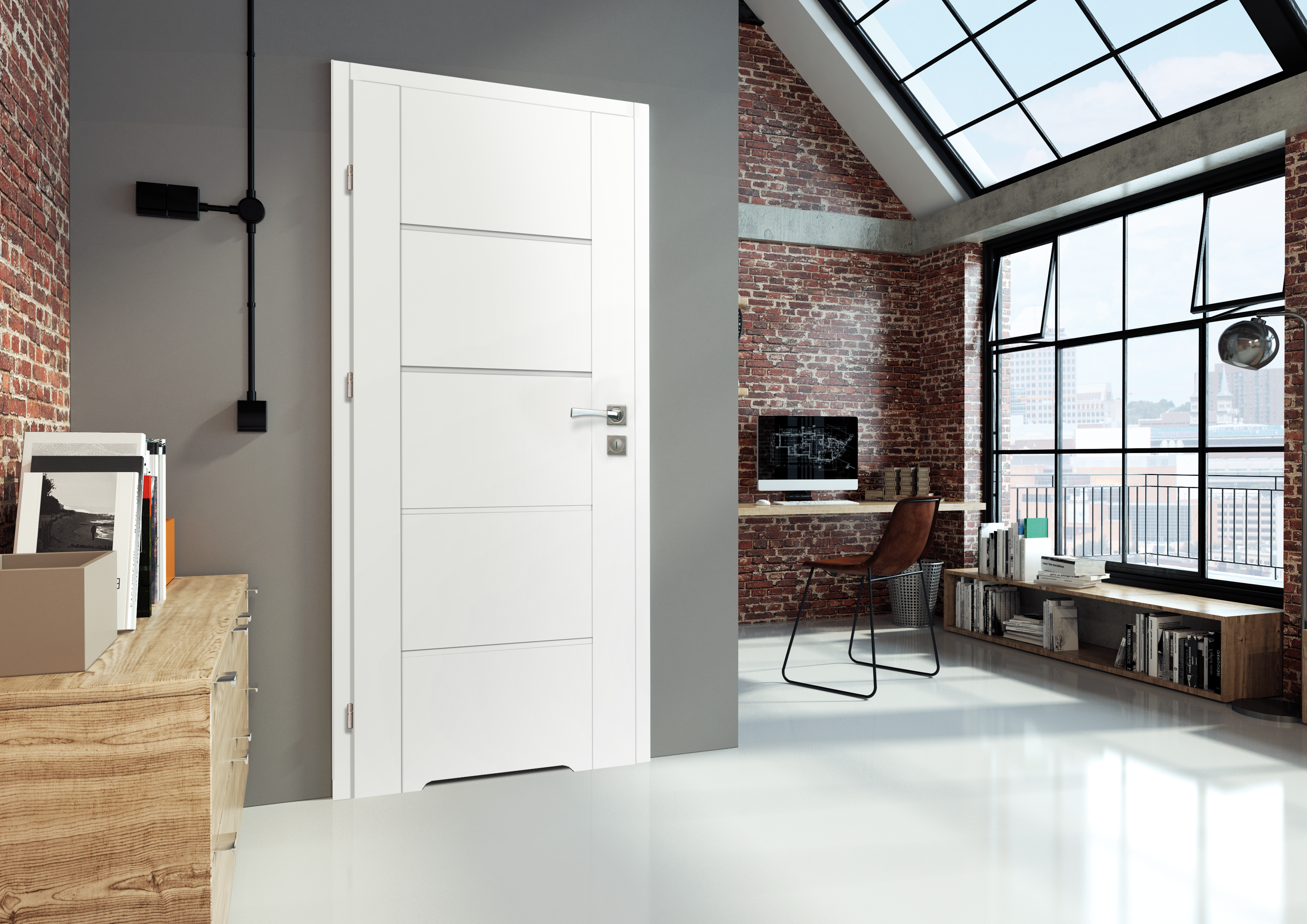 Drzwi wewnętrzne łazienkowe z podcięciem wentylacyjnym Nox Biały PP 80 Lewe Artens - 2