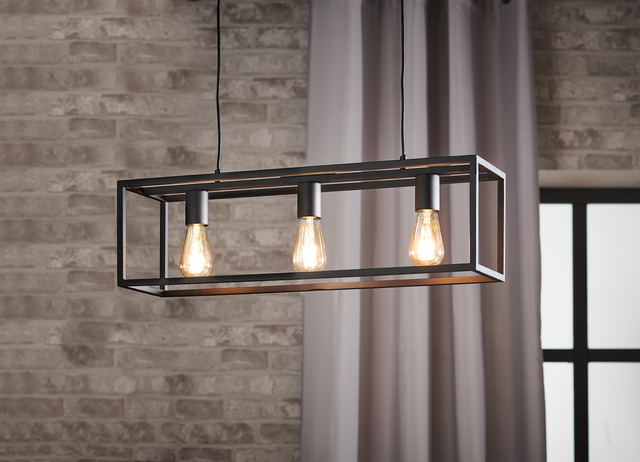 Lampadario Design Eldrick nero paralume nero 3xE27 ø0cm INSPIRE