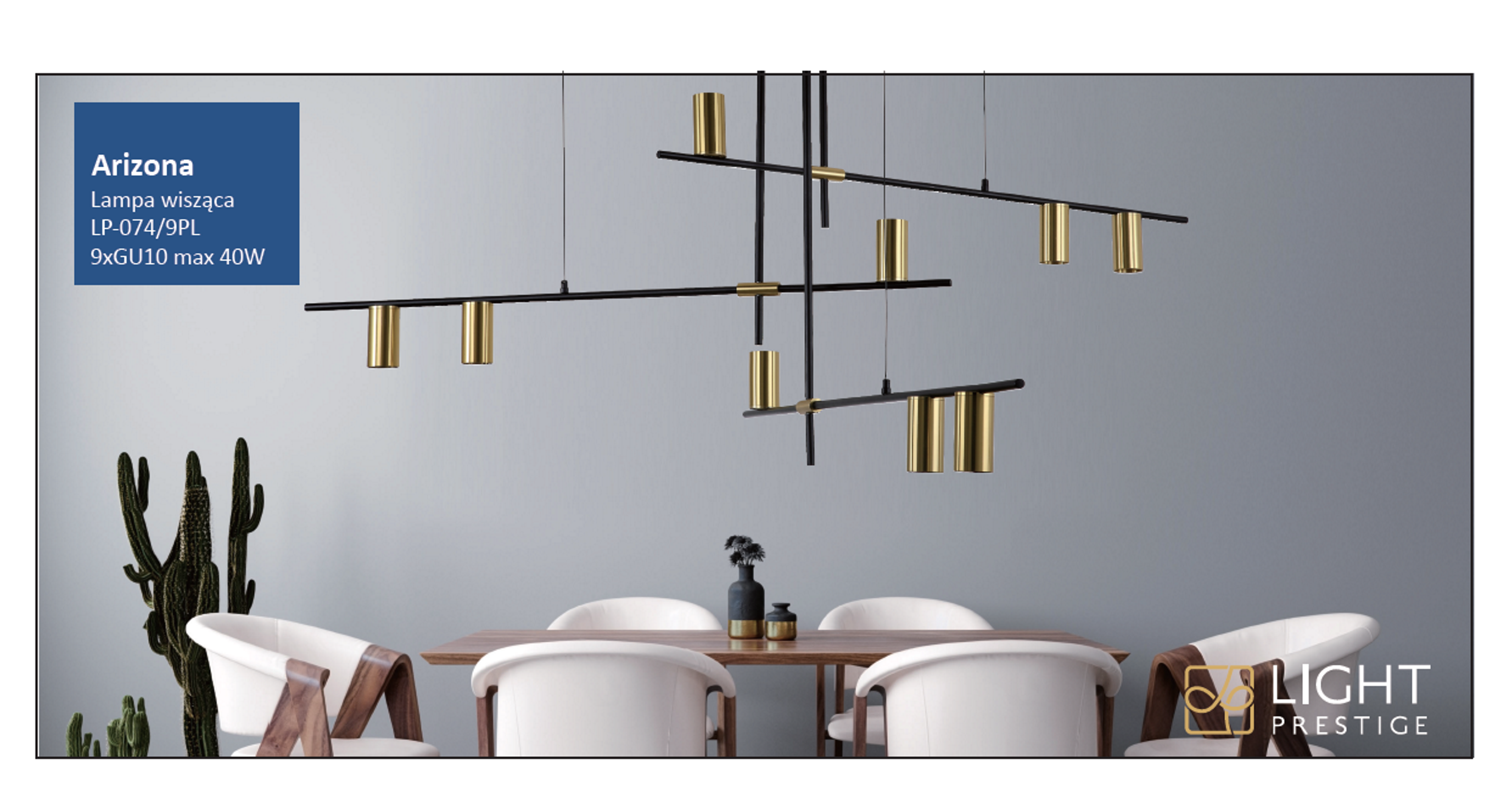 Lampa wisząca Arizona czarno-złota 9 x GU10 Light Prestige - 4