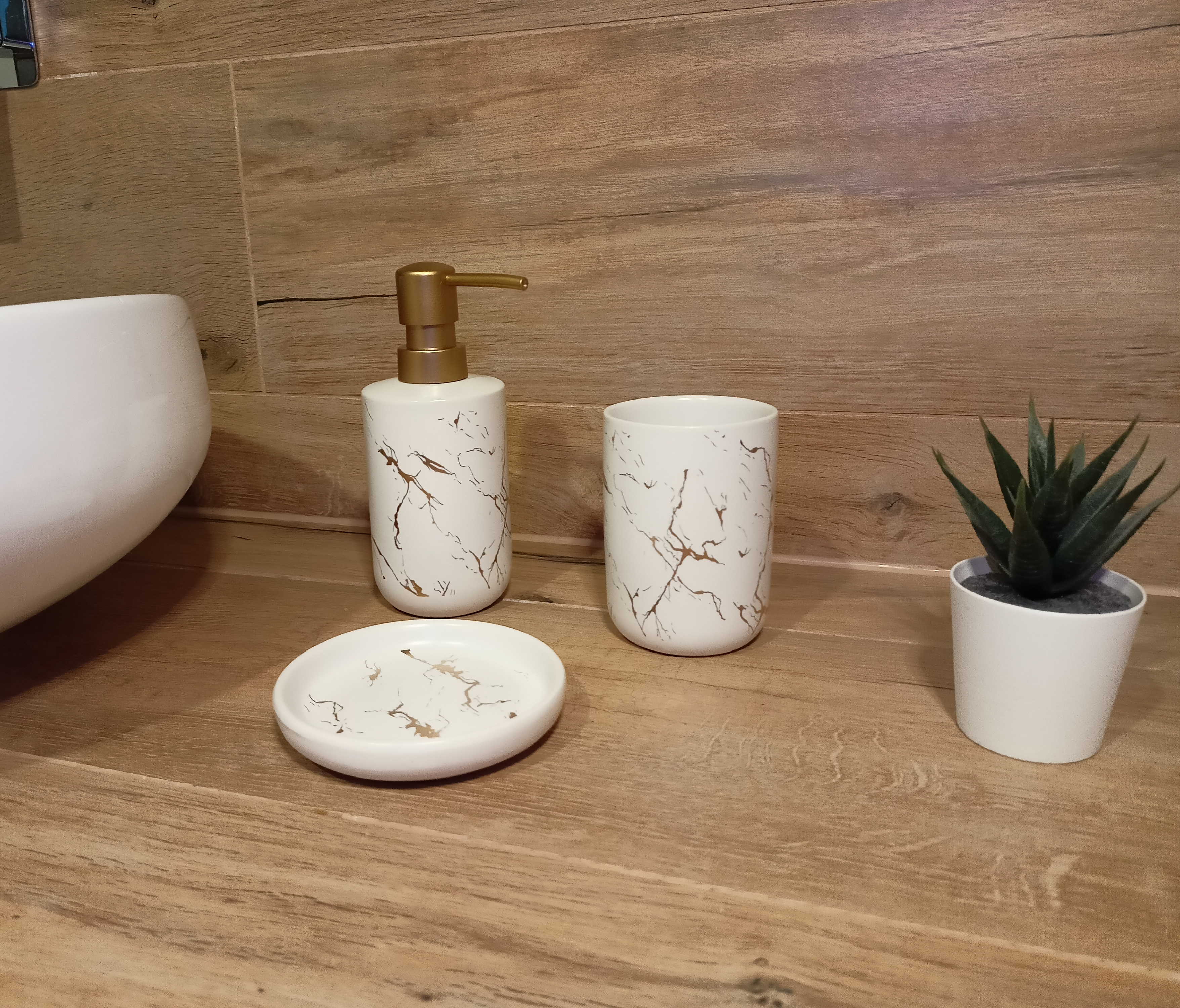 Kubek na szczoteczki do zębów Gold Line Biały - 2