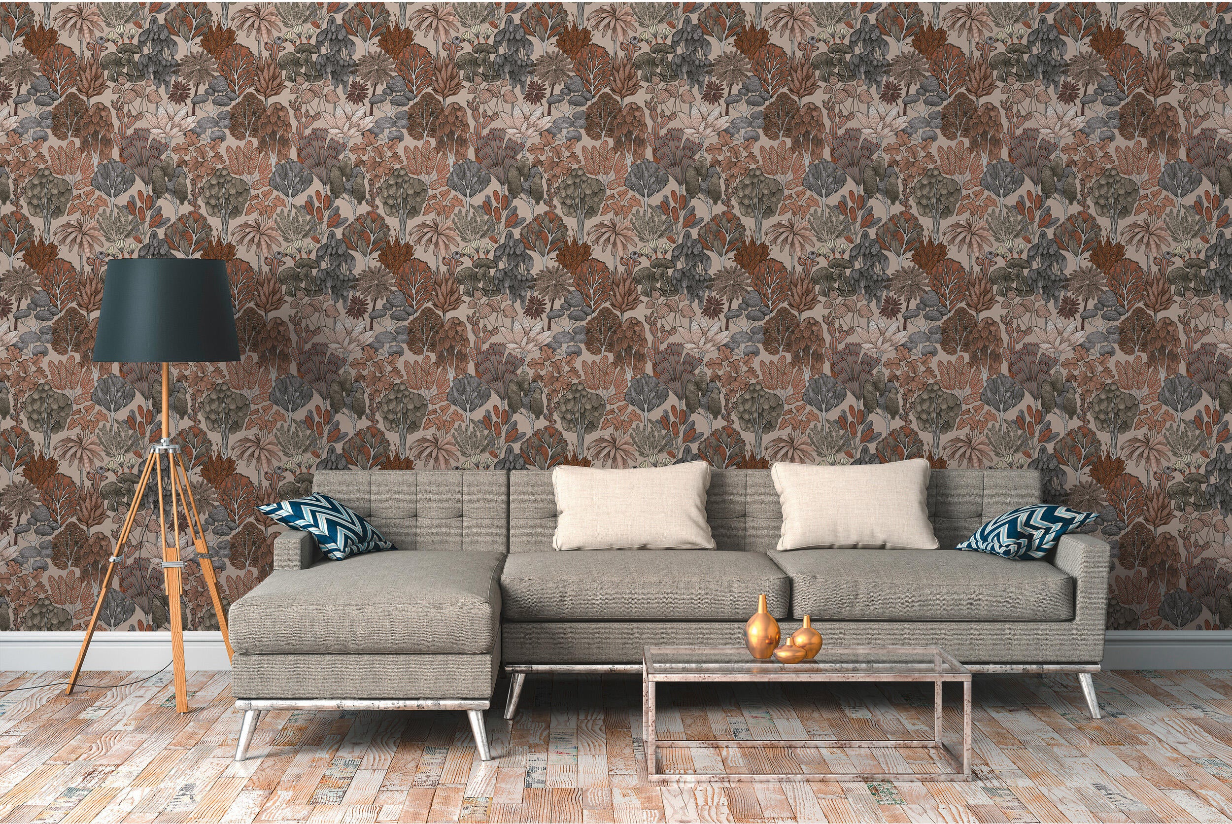 Tapeta w kwiaty Floral beżowa winylowa na flizelinie