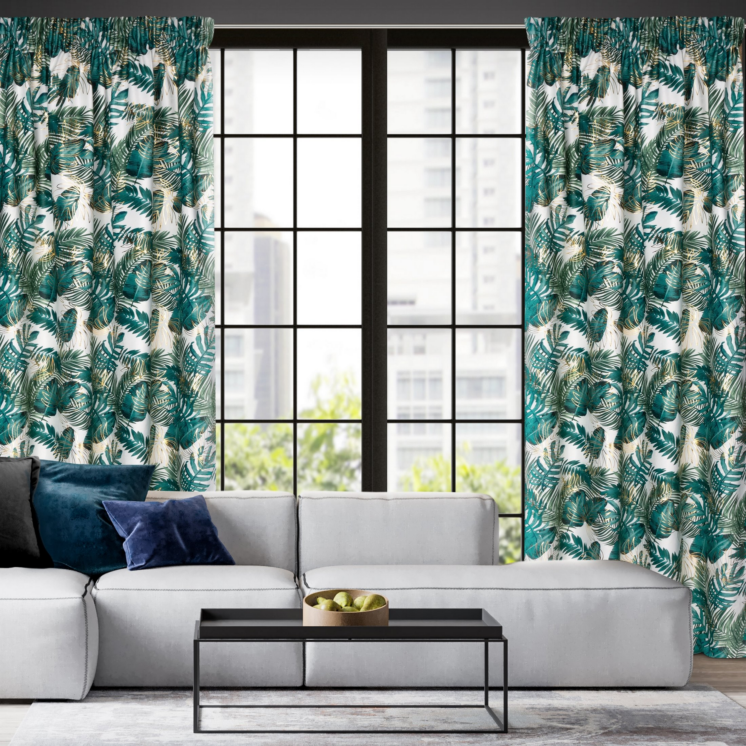 Zasłona Davos zielona 140 x 270 cm na taśmie - 2