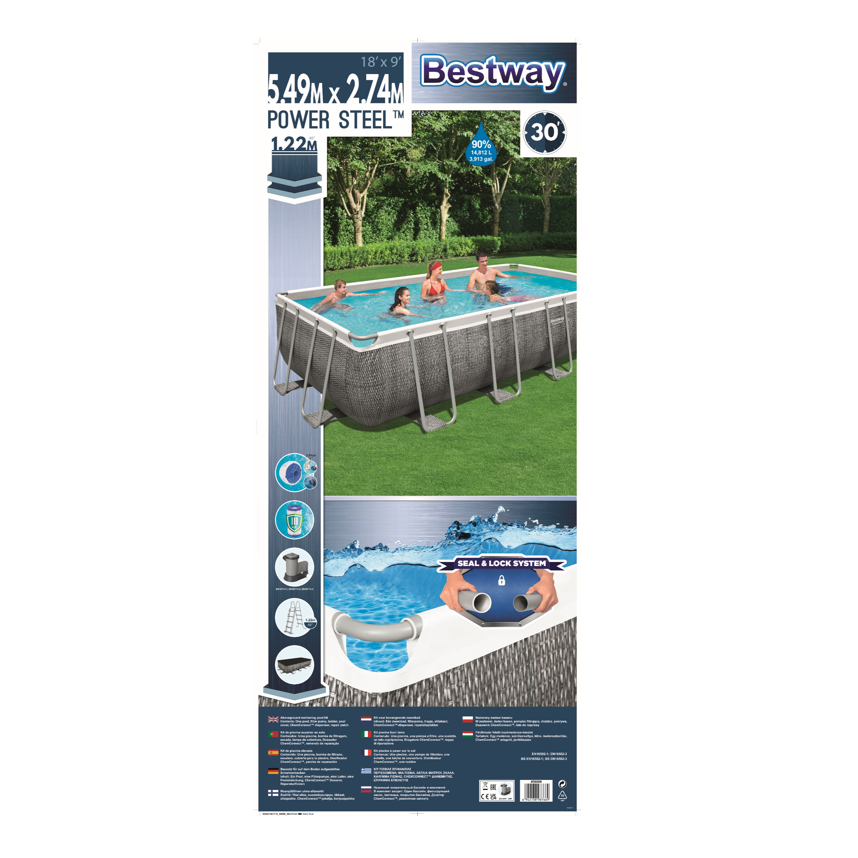 Piscina fuori terra tubolare BESTWAY Power Steel grigio 549 x 274 x 122 cm - 10