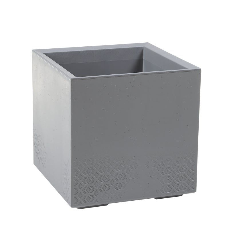 Donica plastikowa Karo 39 x 39 cm szara imitacja betonu