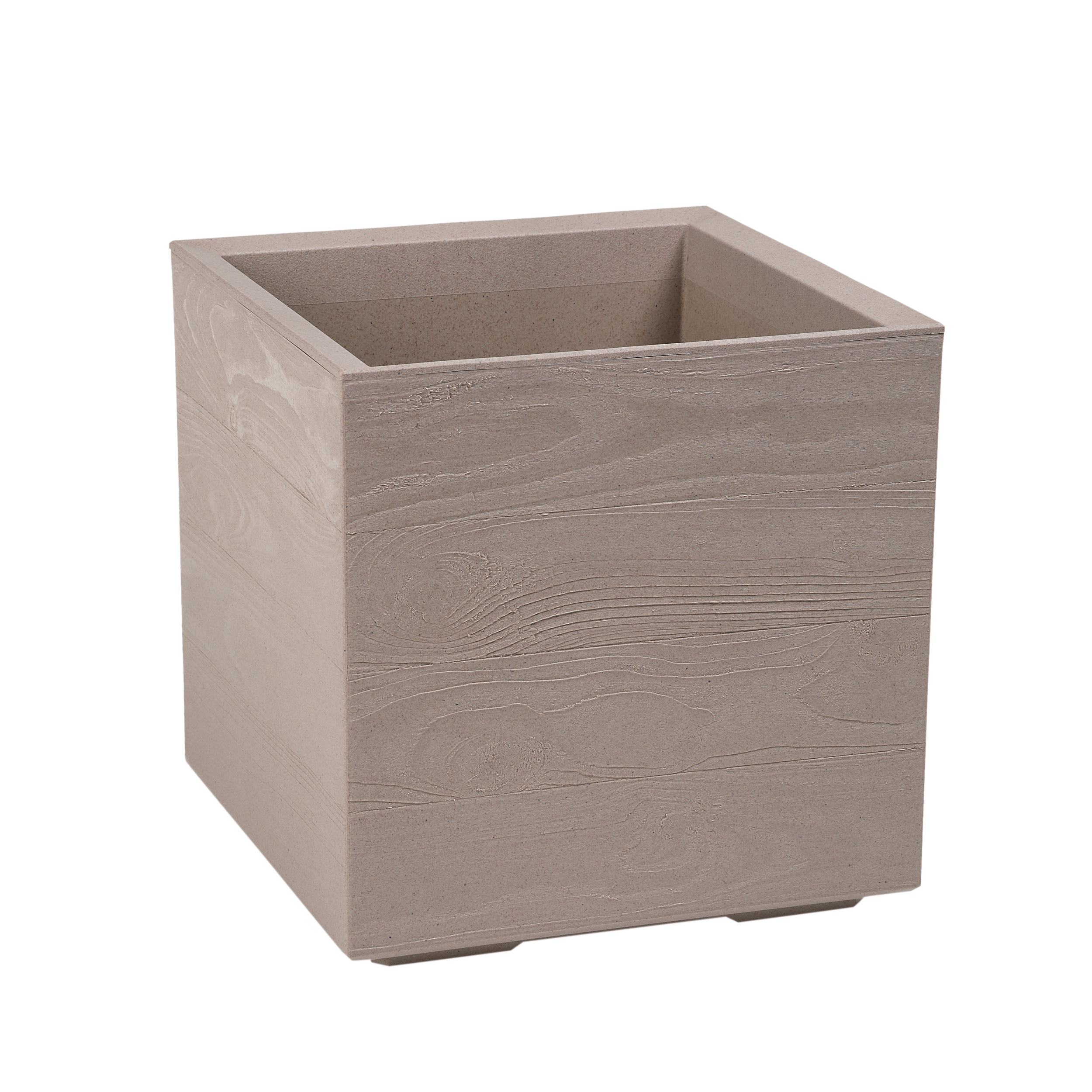 Donica plastikowa Karo 39 x 39 cm jasna imitacja drewna