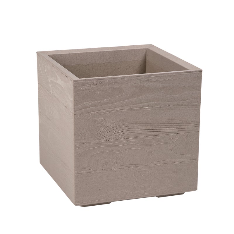 Donica plastikowa Karo 39 x 39 cm jasna imitacja drewna