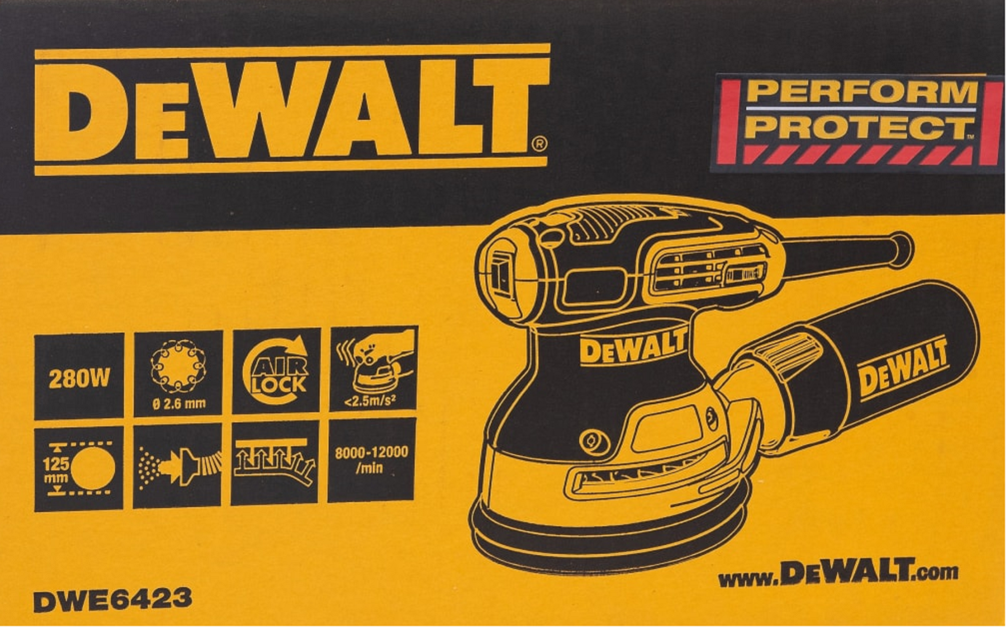Lijadora rotorbital DEWALT e6423  280w 125mm - 8