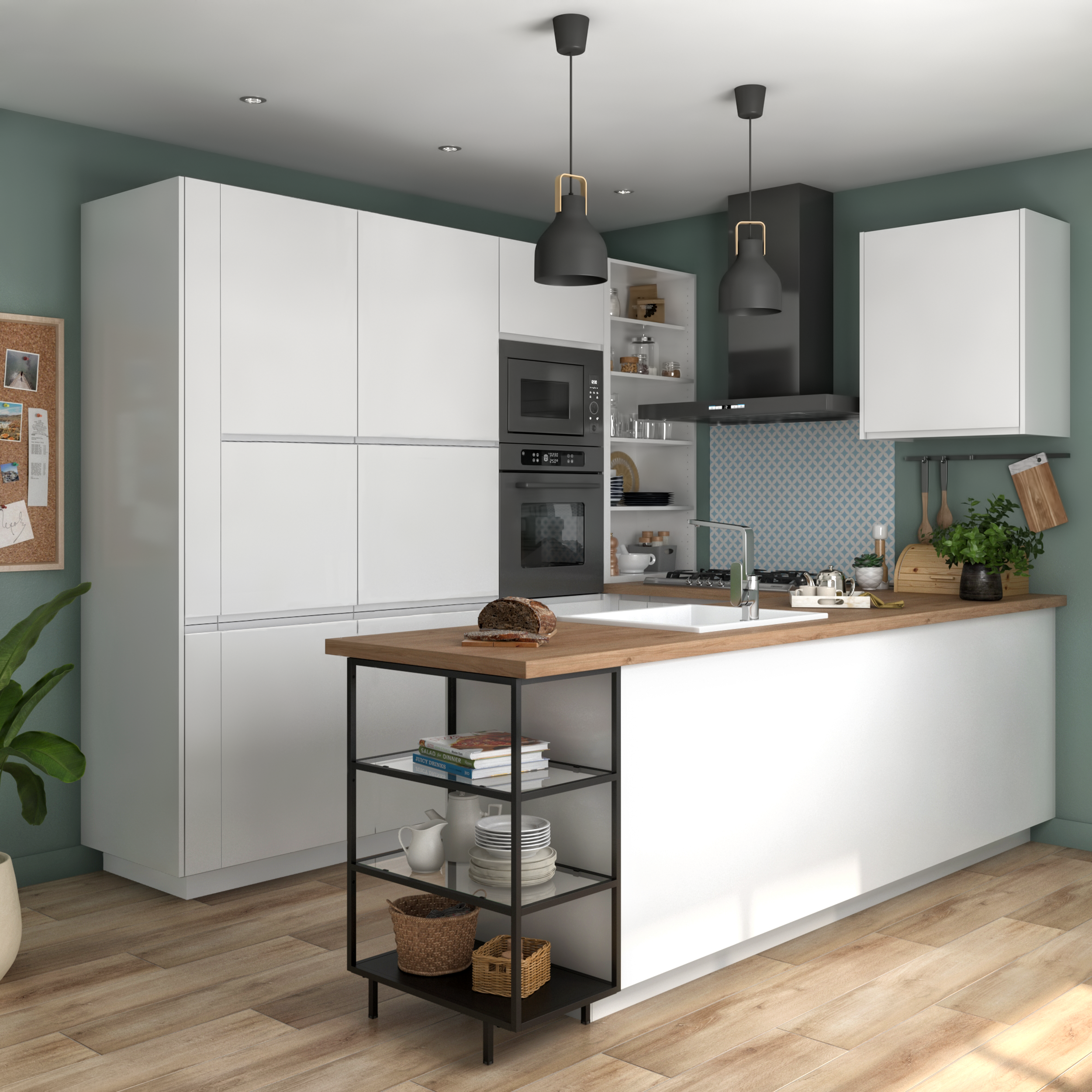 Pannello per isola cucina DELINIA ID Tokyo L 183.6 x  H 76.8 cm bianco opaco - 4