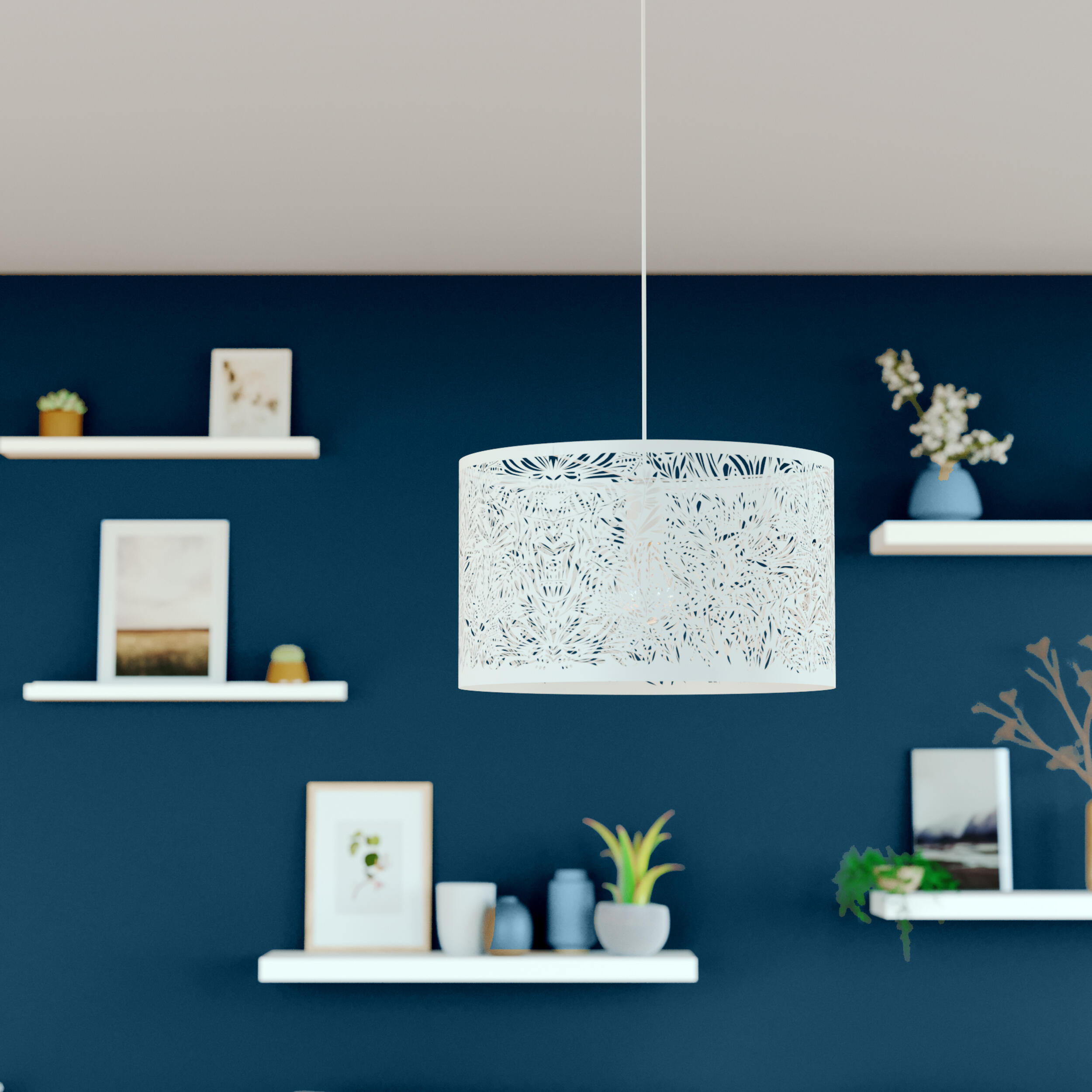 Lámpara de techo colgante de acero blanca 1 luz E27 Frella INSPIRE 38 cm - 17